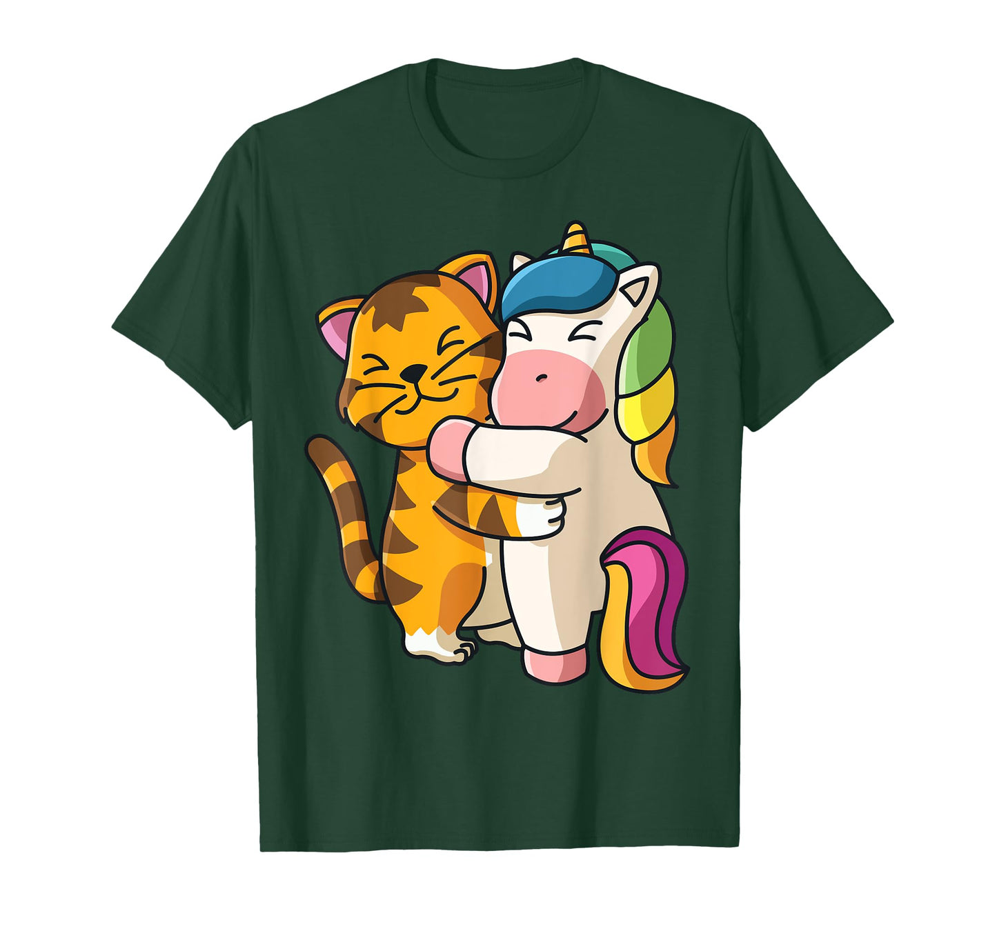 Tiger and Unicorn Cute Zoo Animals Hugging T-Shirt