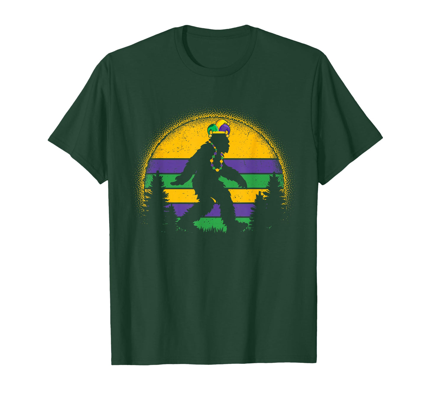 Mardi Gras Bigfoot Funny Kids Men Sasquatch Mardi Gras T-Shirt