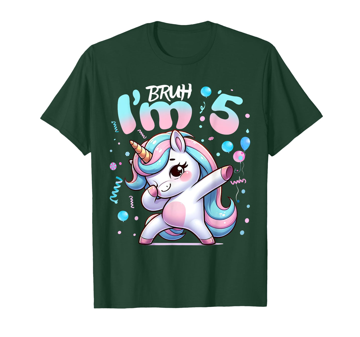 5th Birthday Girl Dabbing Unicorn Bruh I'm 5 Years Old Girls T-Shirt
