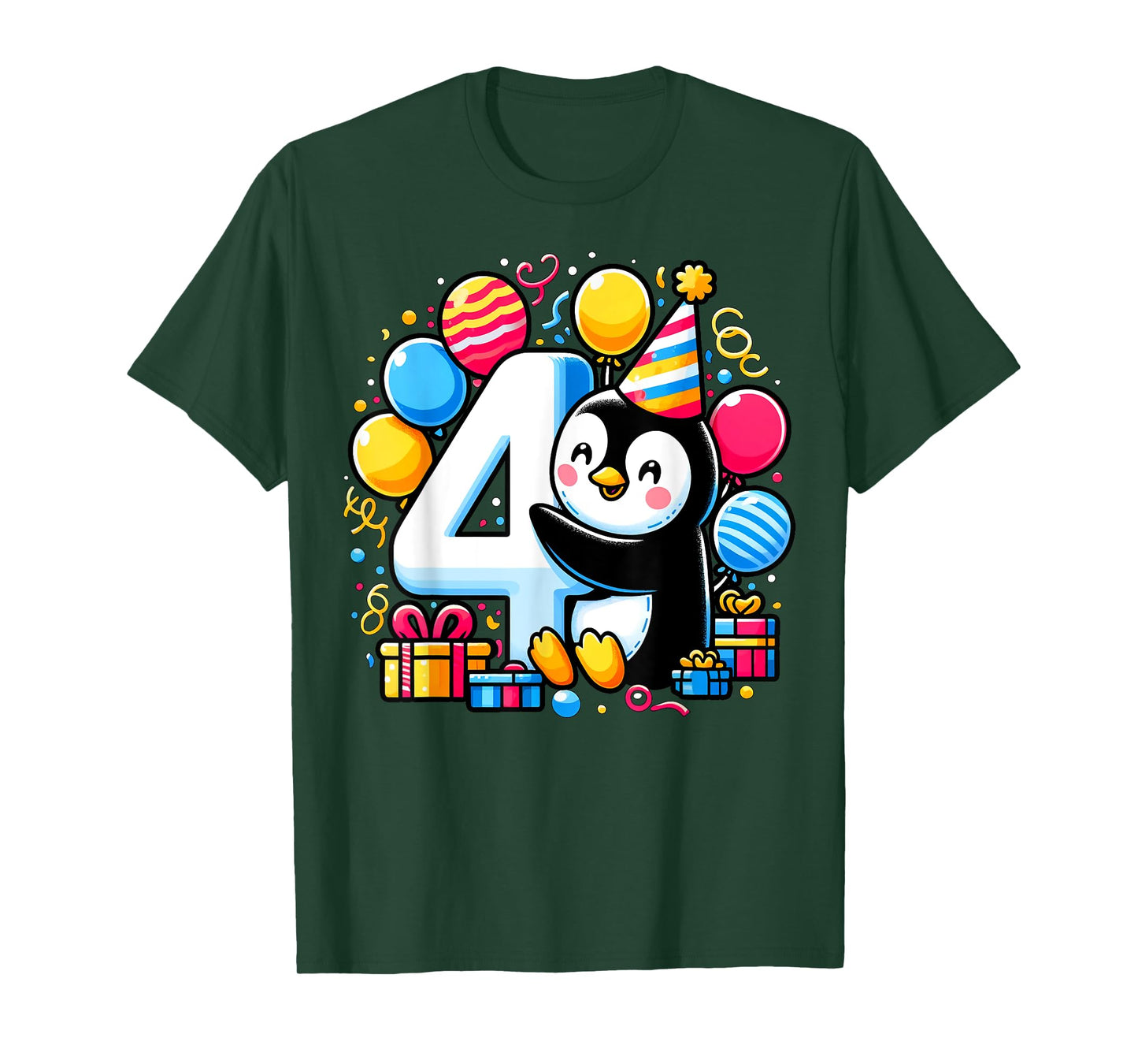 Penguin 4th birthday boy girl 4 year old fourth four Penguin T-Shirt