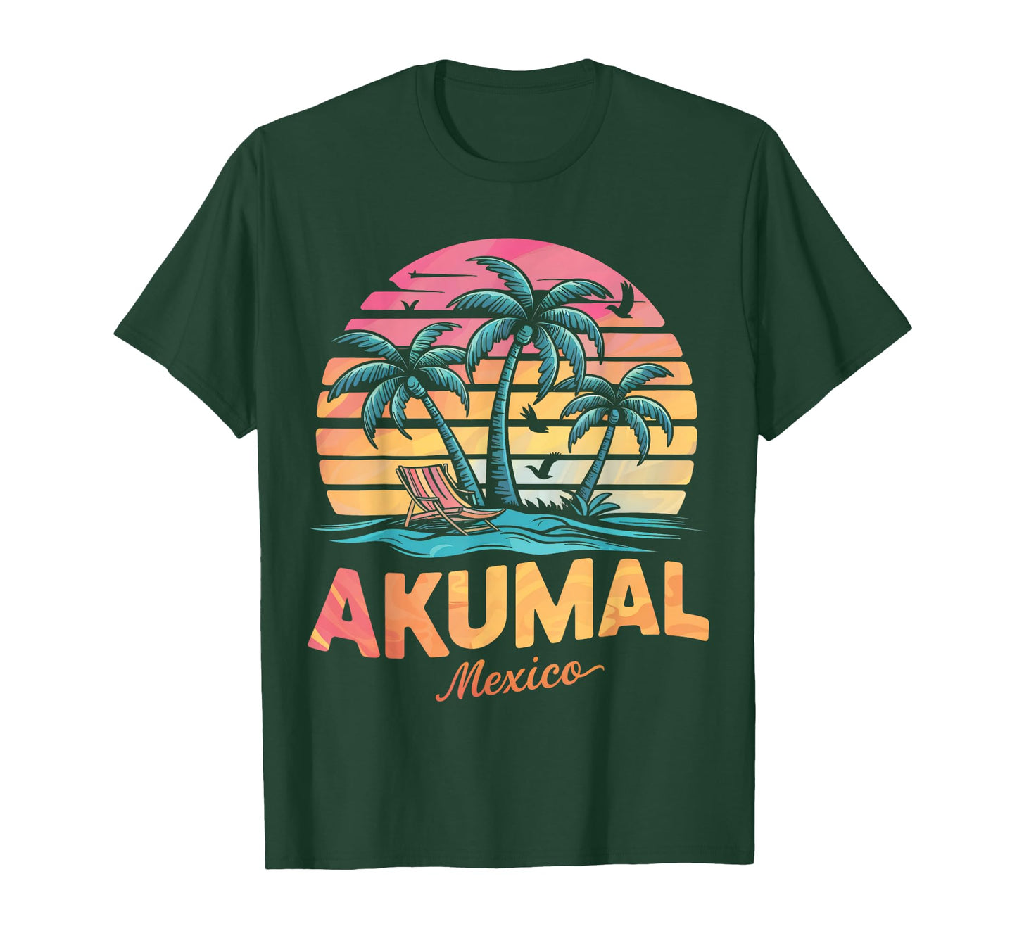 Akumal Mexico Tropical Sunset beach Souvenir Vacation T-Shirt for Men Women Kids