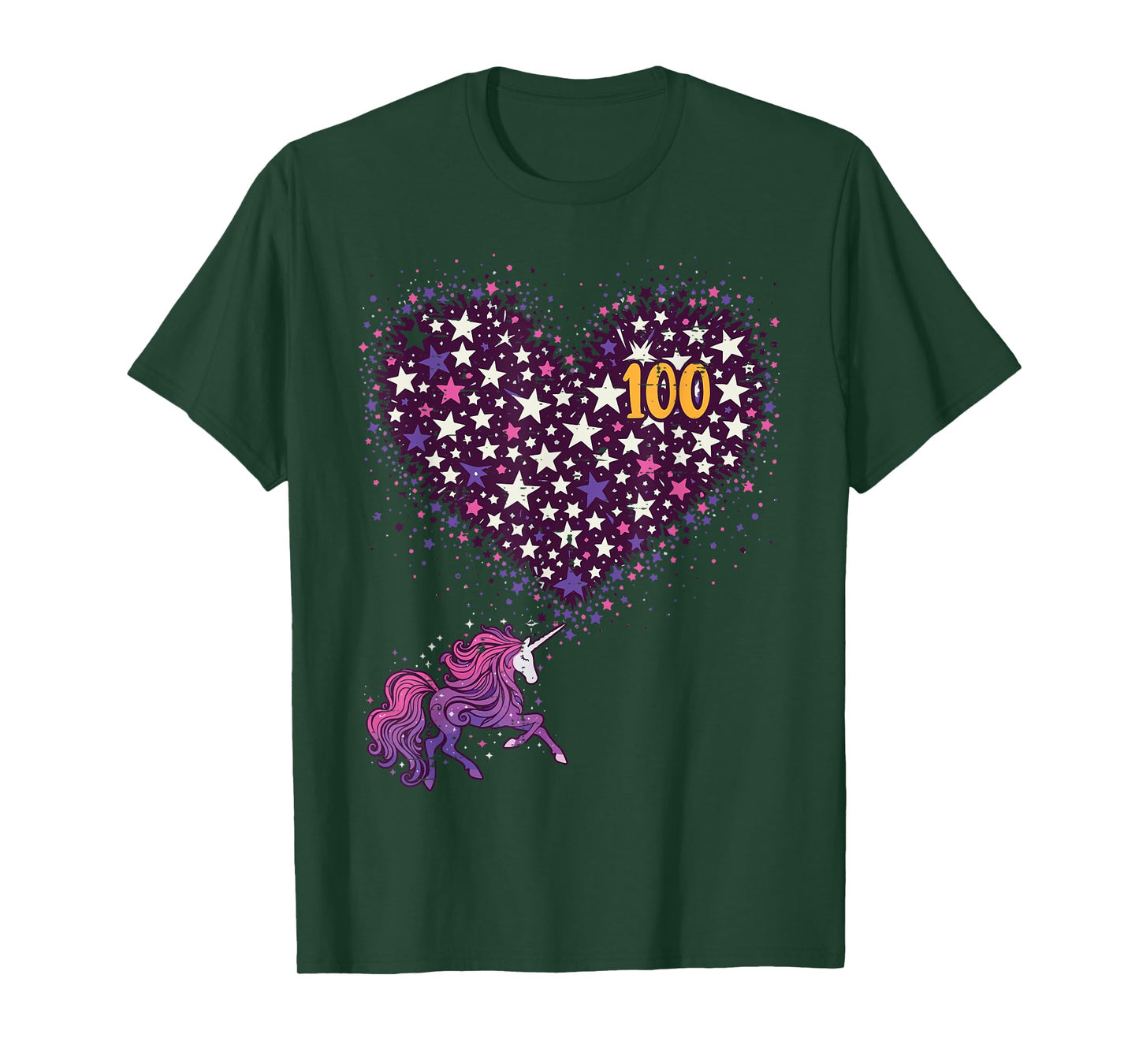 100 Days Of School Unicorn Stars 100th Day Women Girls Kids T-Shirt