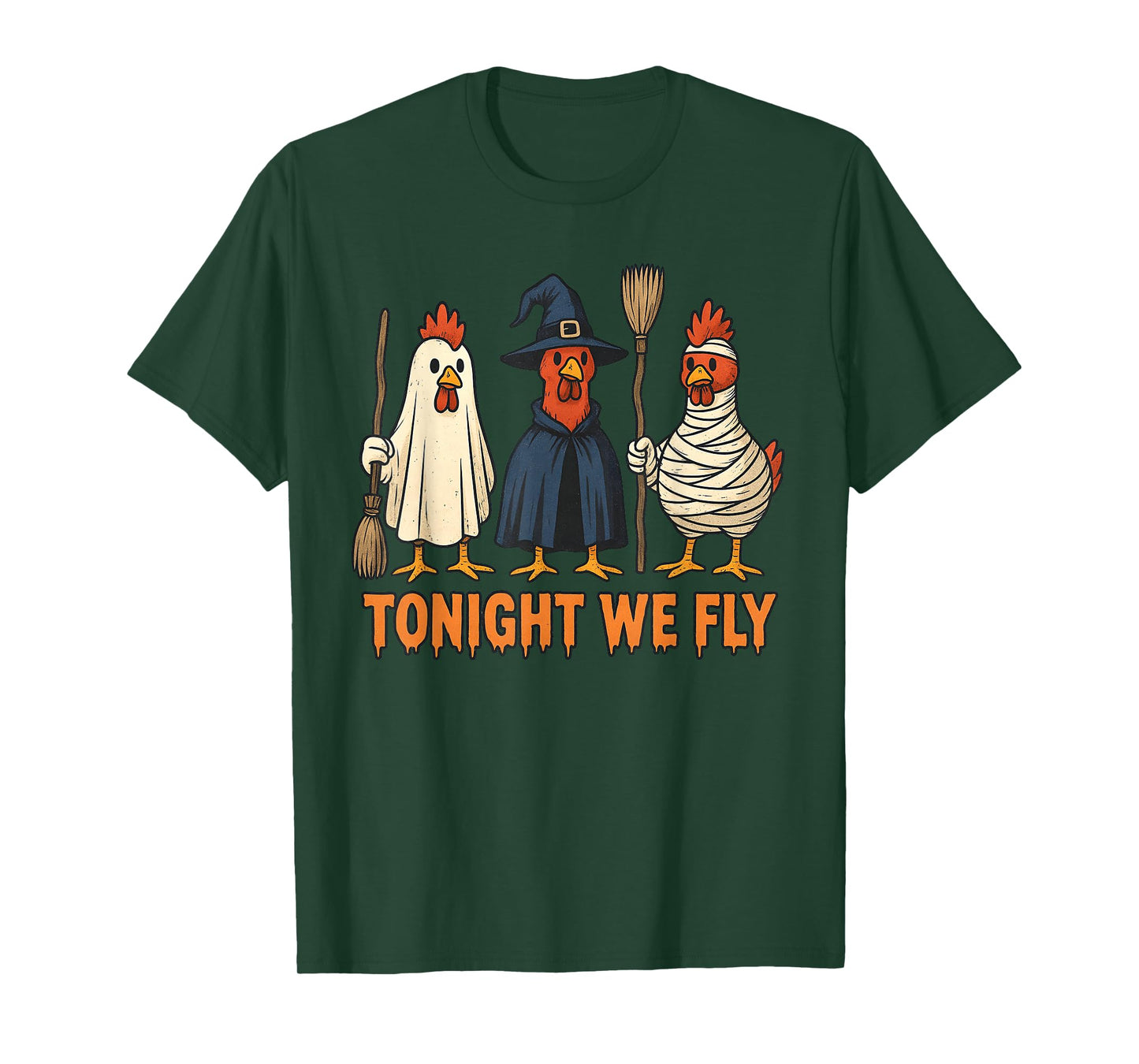 Tonight We Fly Funny Witch Chicken Halloween Men Women Kids T-Shirt