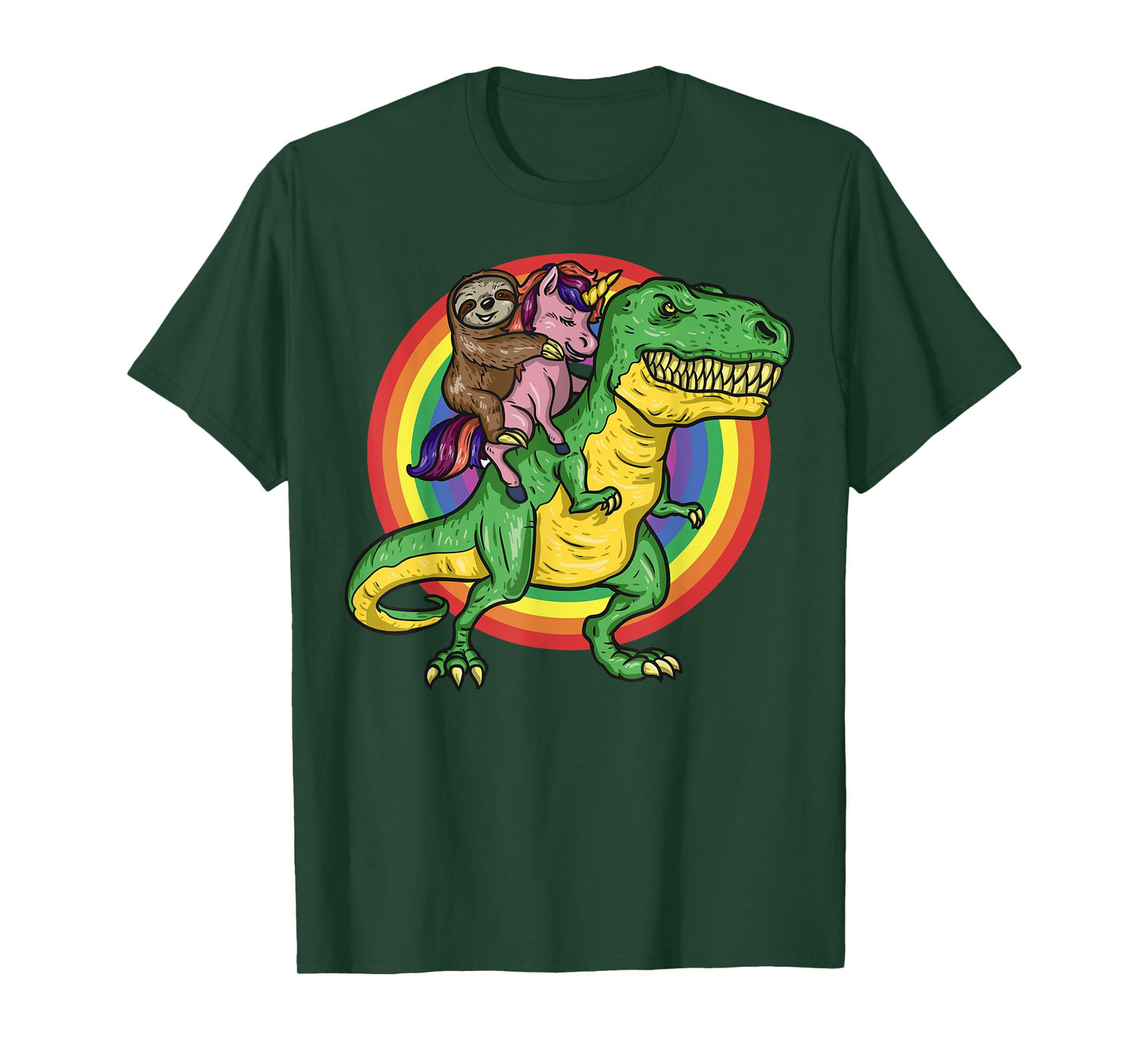 Sloth Unicorn Riding Trex Dinosaur Animal Lover Kids Gift T-Shirt
