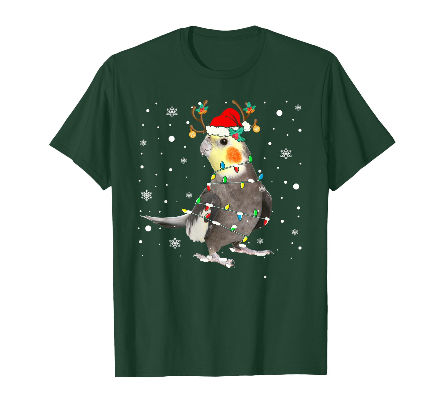 Santa Reindeer Cockatiel Cute Bird Pyjamas Family Xmas T-Shirt