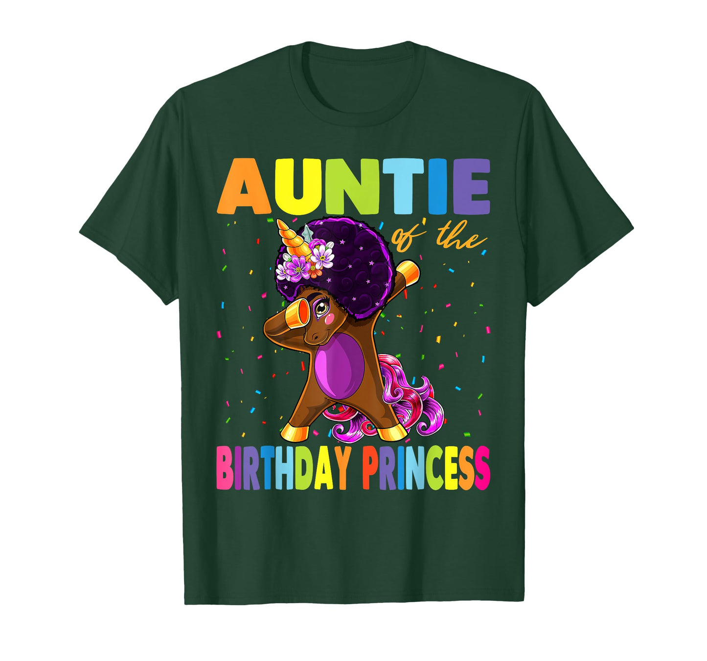 Dabbing Unicorn Afro Auntie of the Birthday Princess T-Shirt