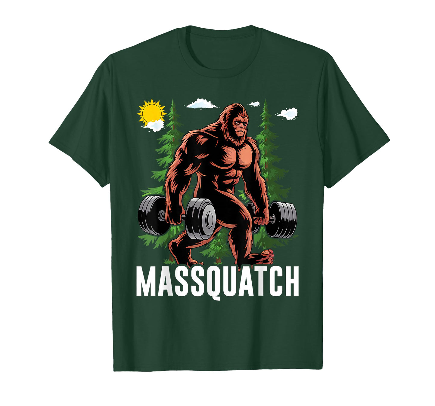 Bigfoot Massquatch Funny Sasquatch Workout Gym Weightlifter T-Shirt