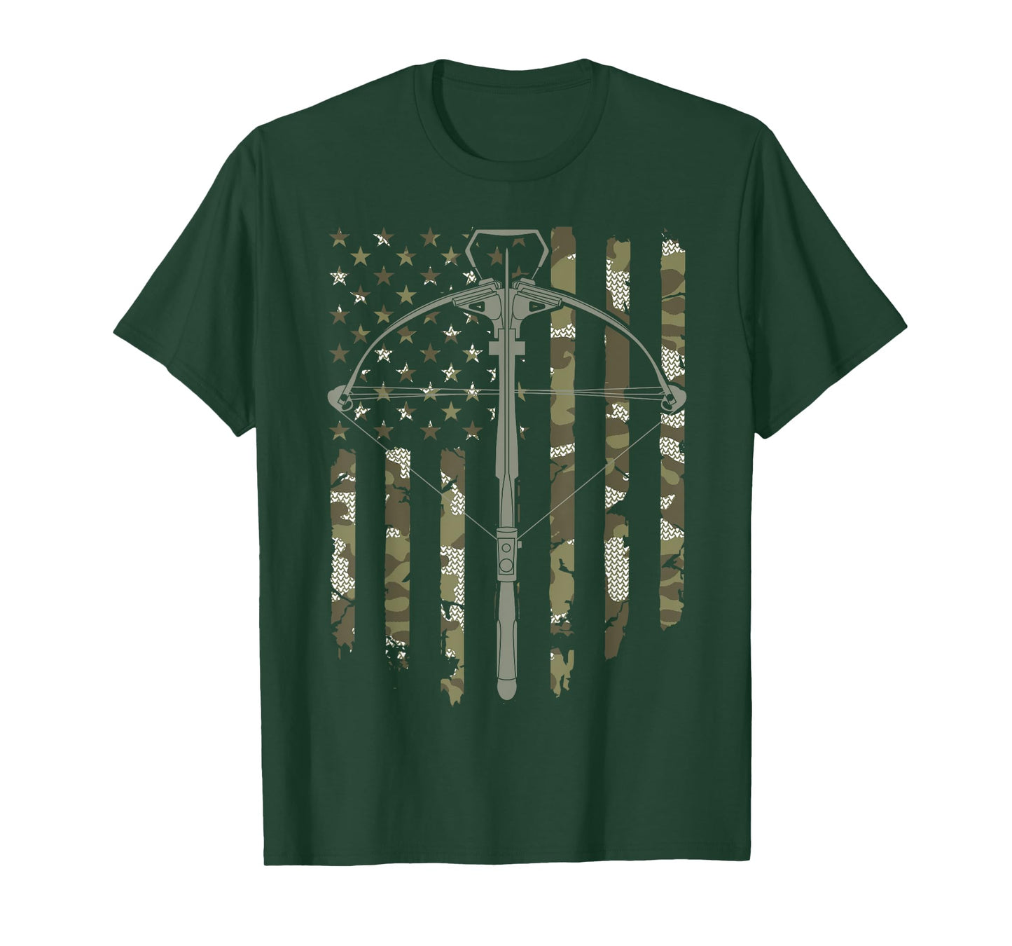 Crossbow Hunting Vintage American Flag Camouflage Women Men T-Shirt