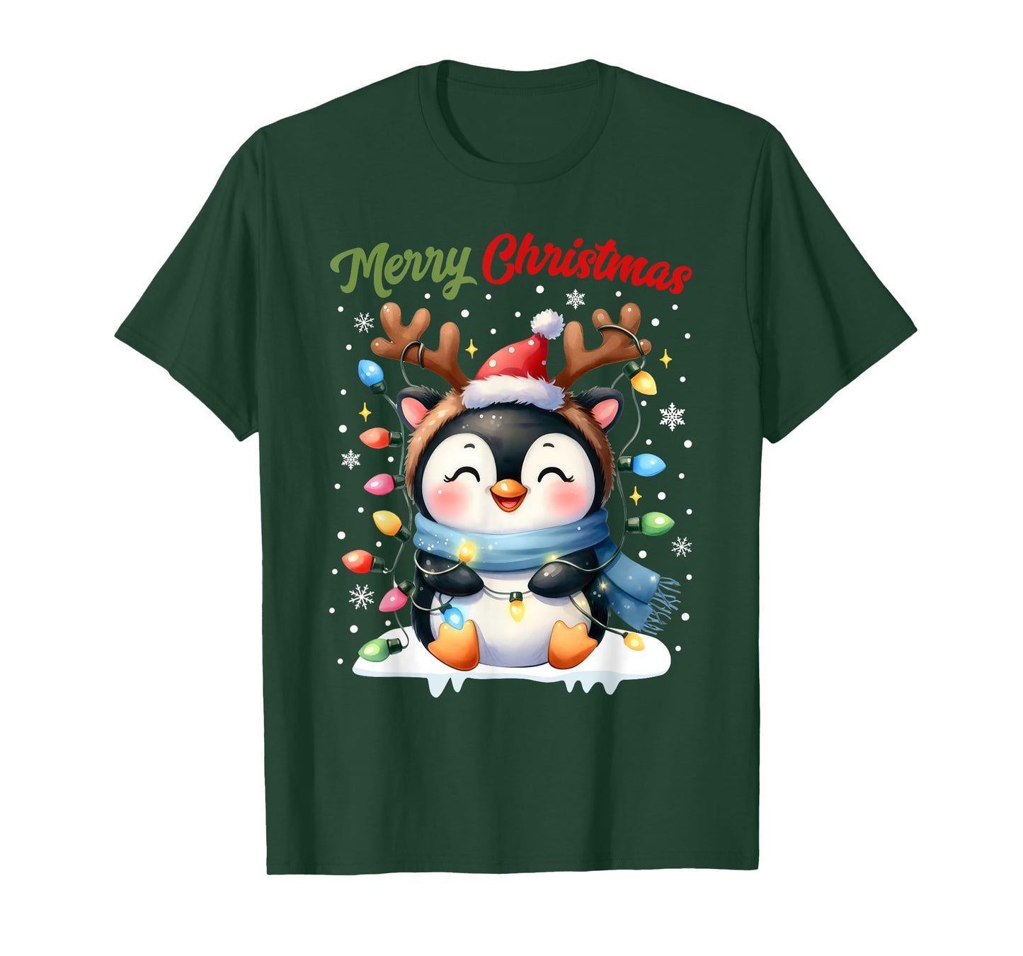 Christmas Pajamas Men Women Kids Christmas Outfit Penguin T-Shirt