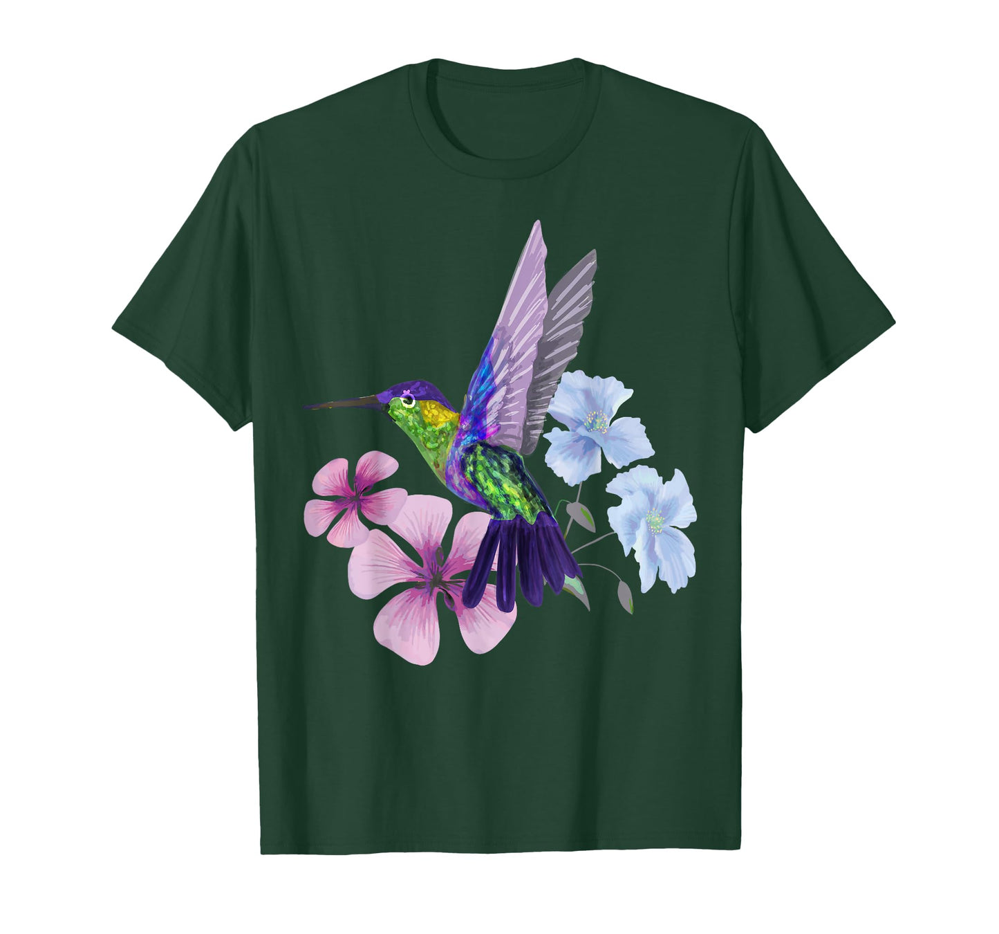 Hummingbird Colibri Snowcap Bird Flowers Tropical Summer T-Shirt