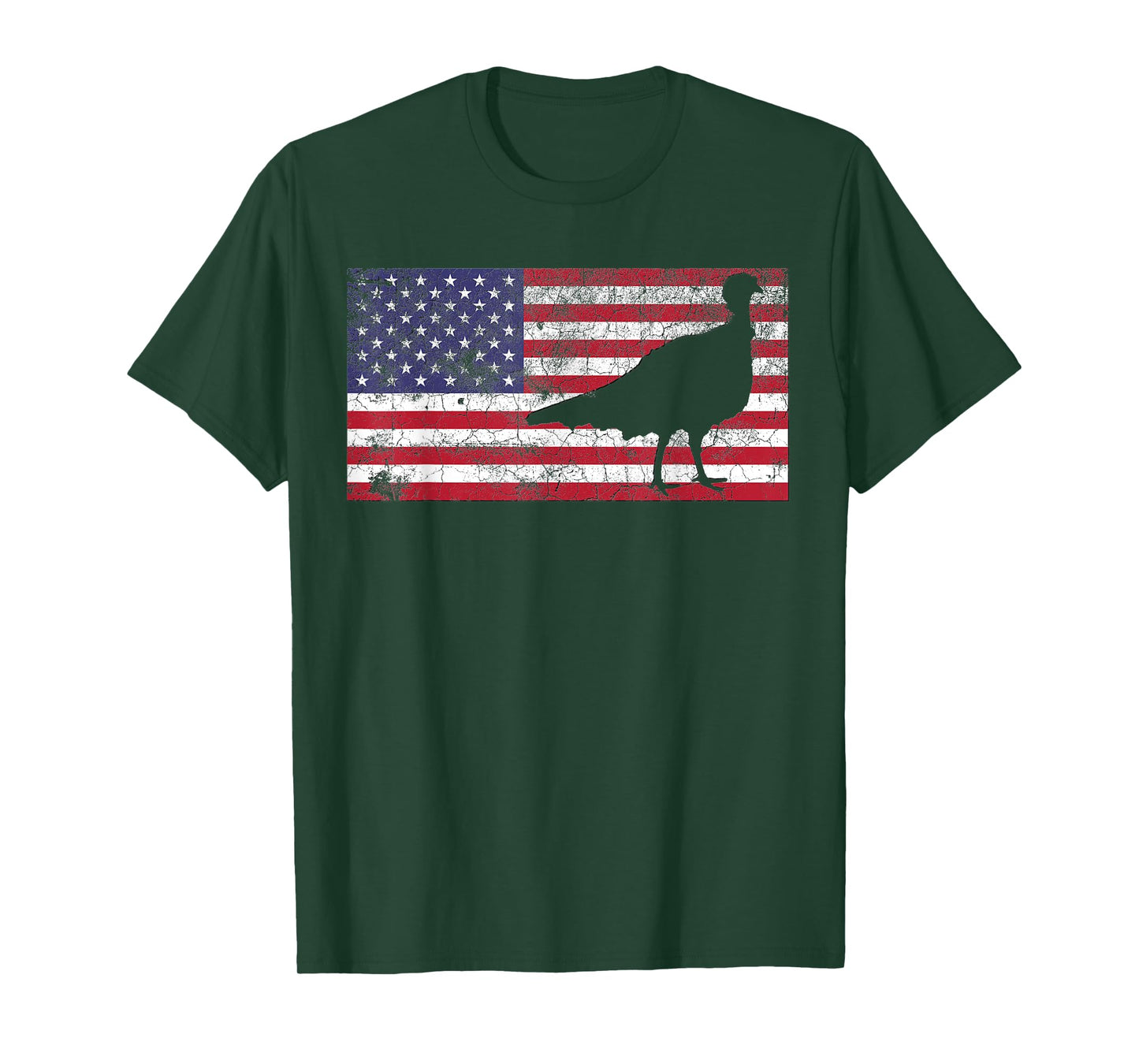 Turkey Hunting T Shirt American Flag USA 4th of July Bird T-Shirt for Women Girls Kids Men