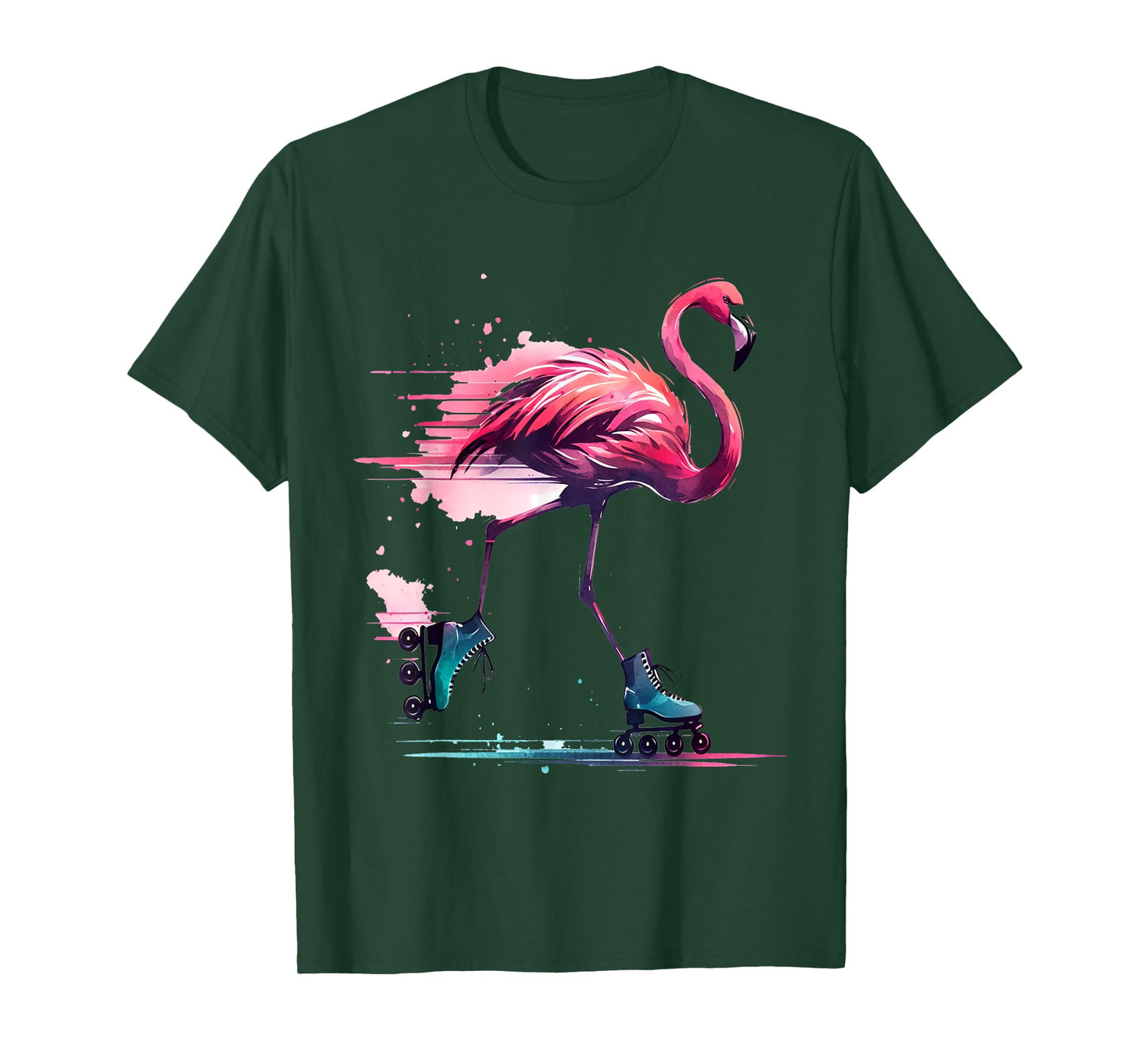 Funny Flamingo Roller Skating Cool Design Flamingo T-Shirt