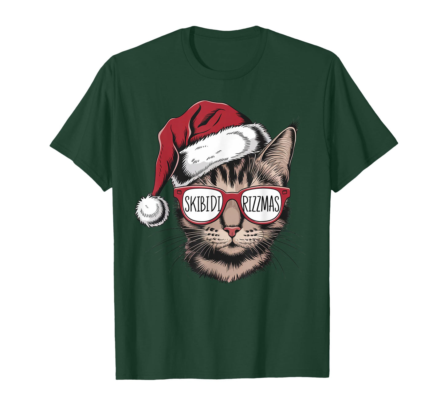 Cat Sunglasses Skibidi Rizzmas Christmas Rizz Santa Claus Men Women Kids T-Shirt