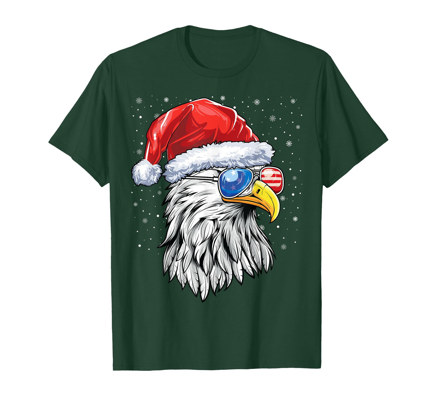 Santa Bald Eagle Shirt Men USA Flag Christmas Patriotic T-Shirt