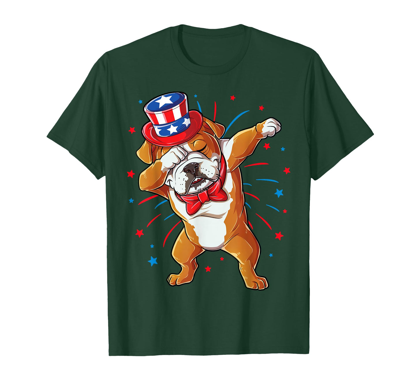 Dabbing English Bulldog 4th of July T shirt Men USA Flag T-Shirt