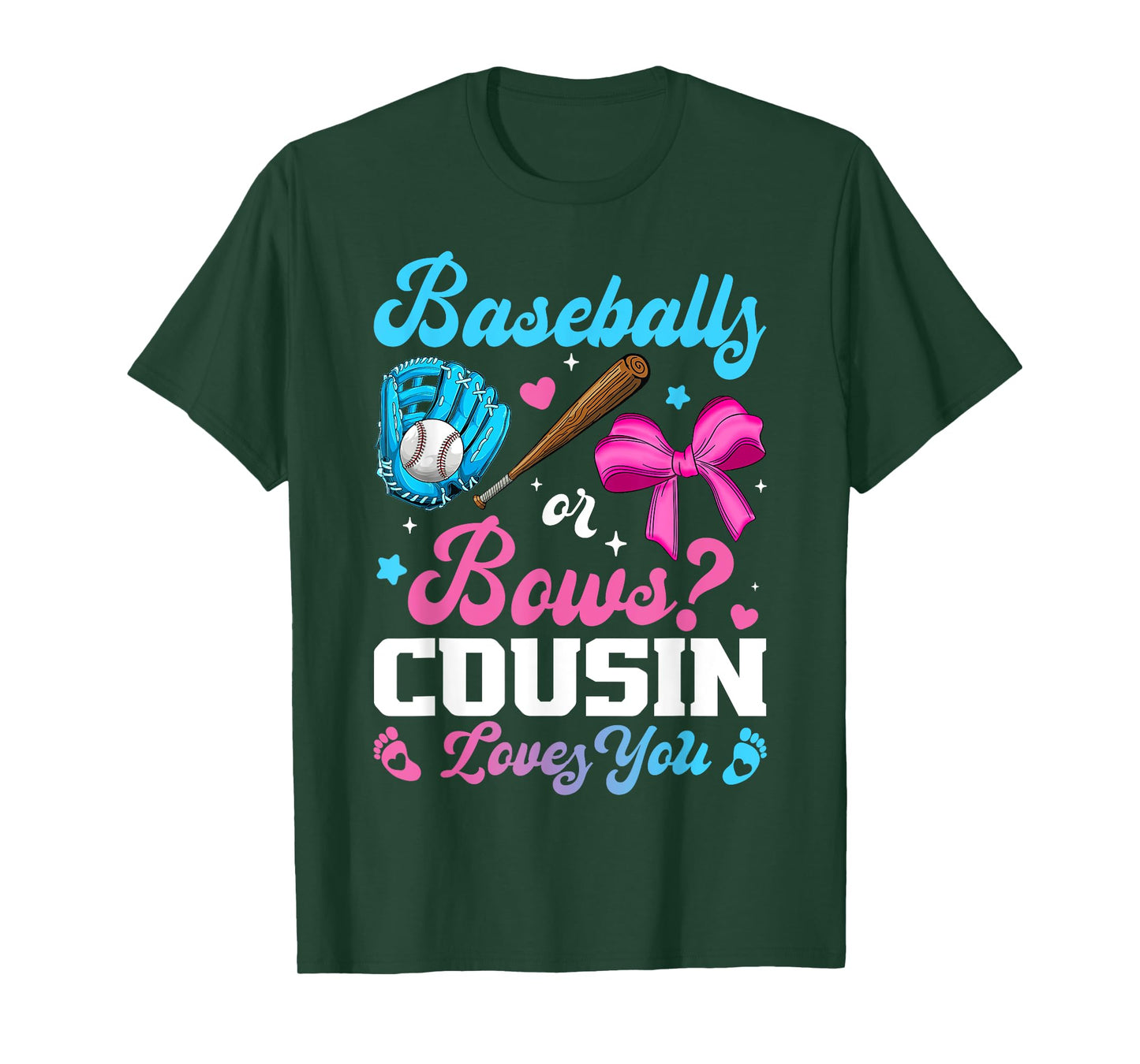 Baseball Or Bows Cousin Loves You Funny Gender Reveal T-Shirt
