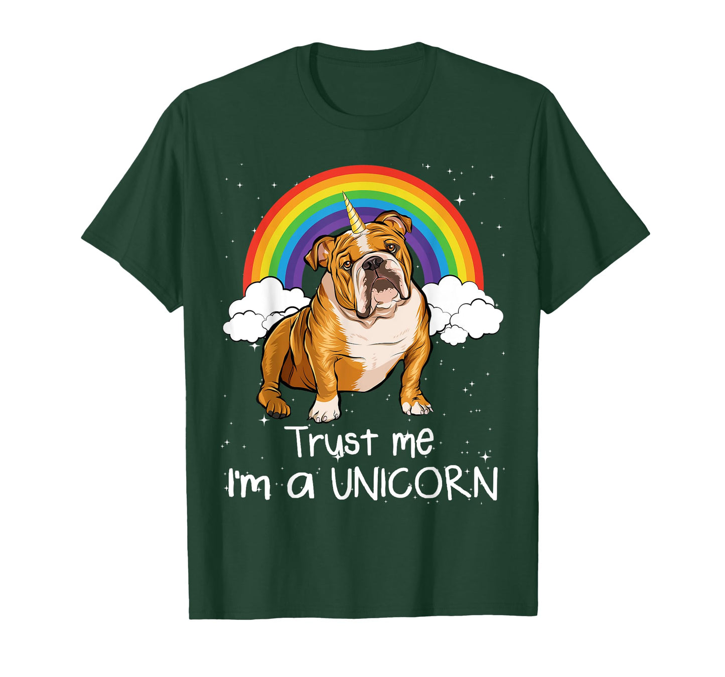 Rainbow Mágico Unicorn English Bulldog T-Shirt for Men Women