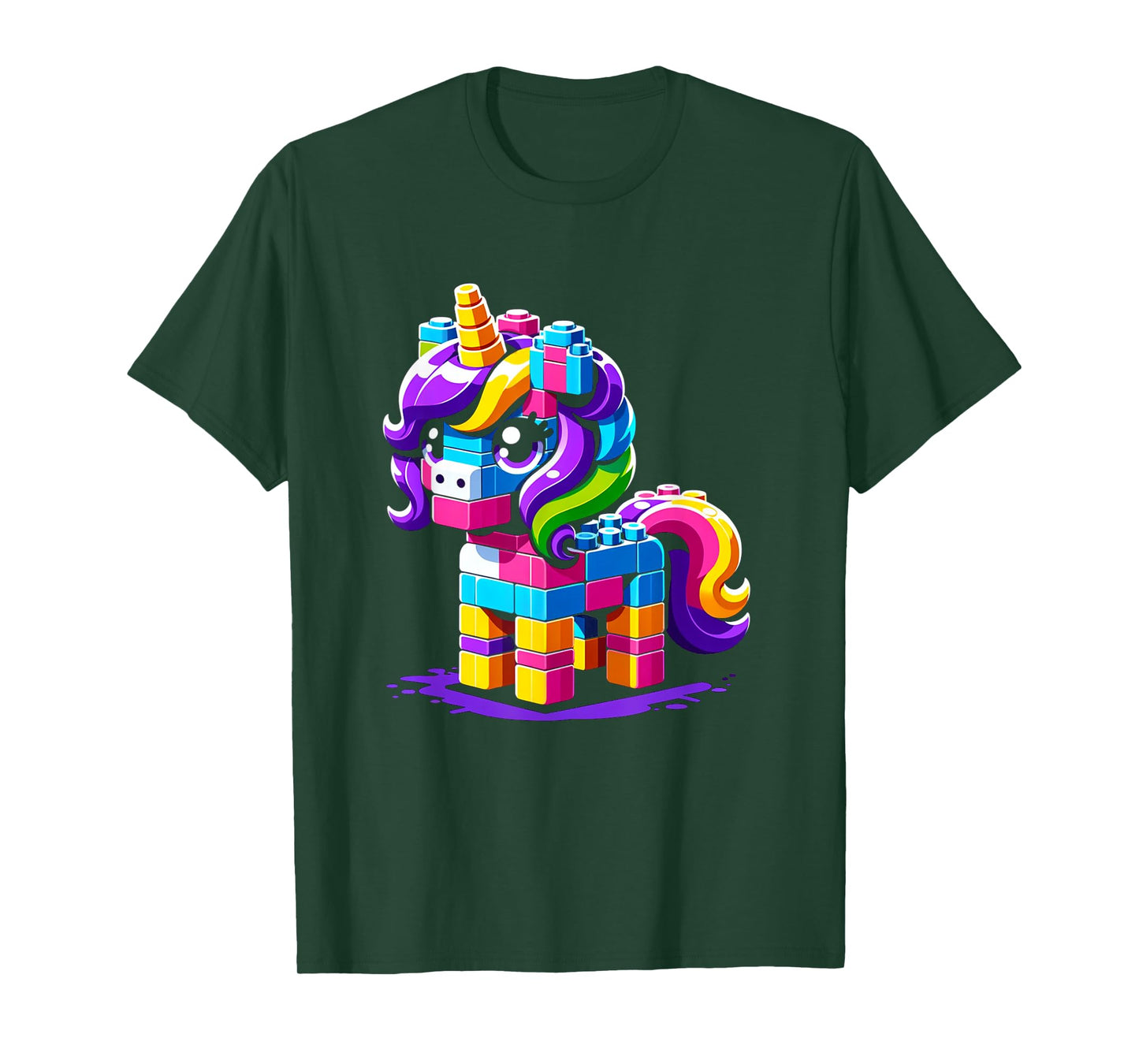 Block Building Unicorn Lover Master Builder Bricks T-Shirt