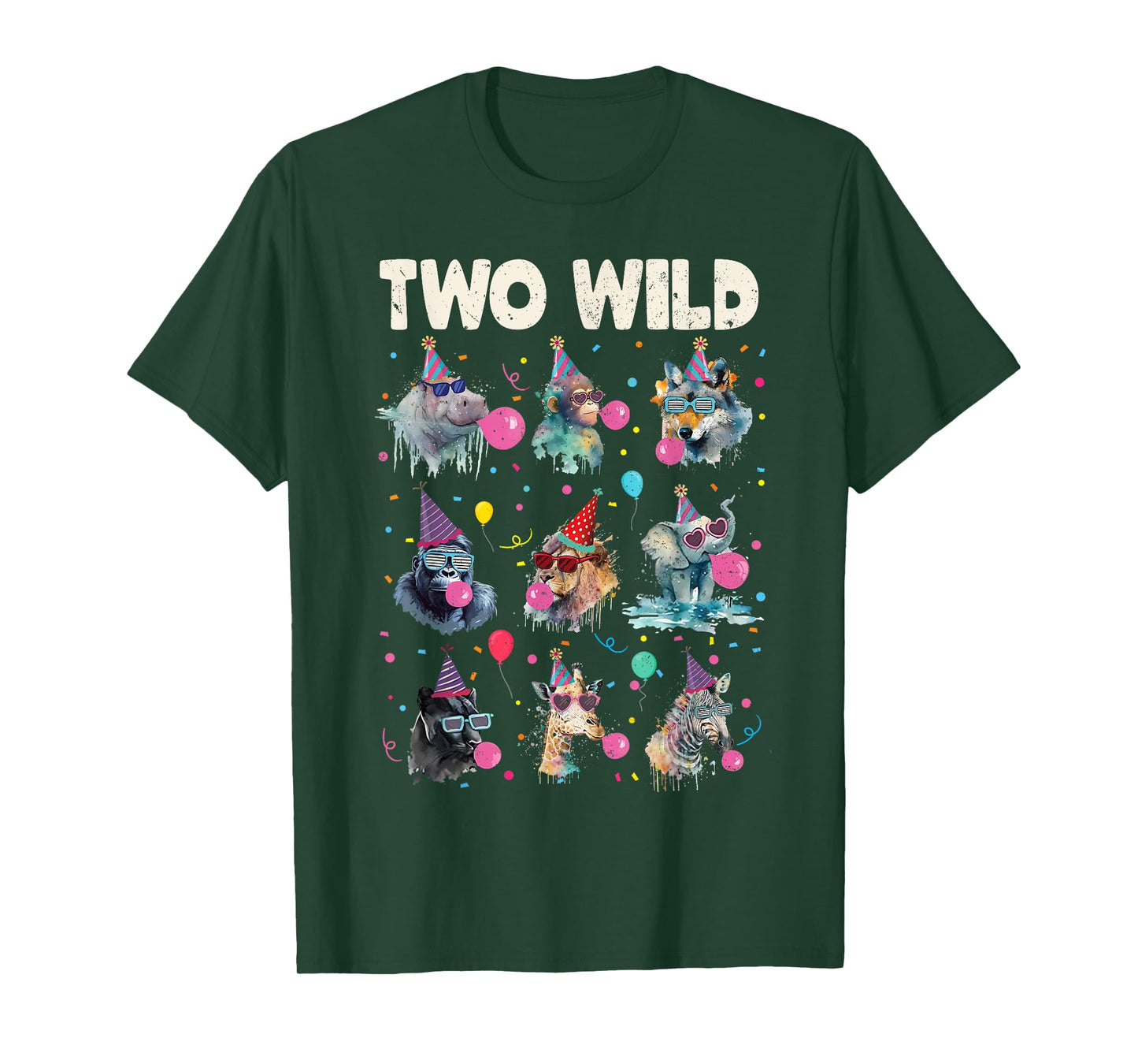 Birthday Animal Wildlife 2 Two Wild Bday Tee Zoo Lover Gifts T-Shirt