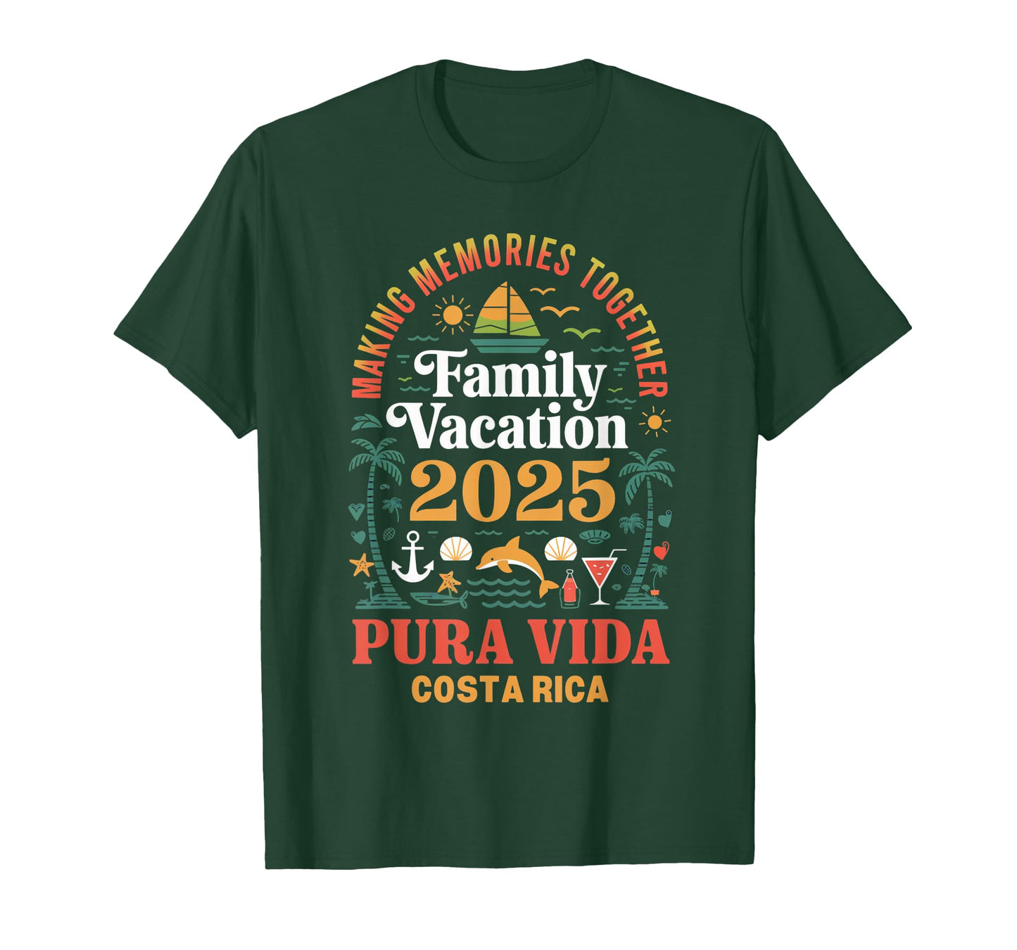 Family Vacation 2025 Vacation Tropical Pura Vida Costa Rica T-Shirt