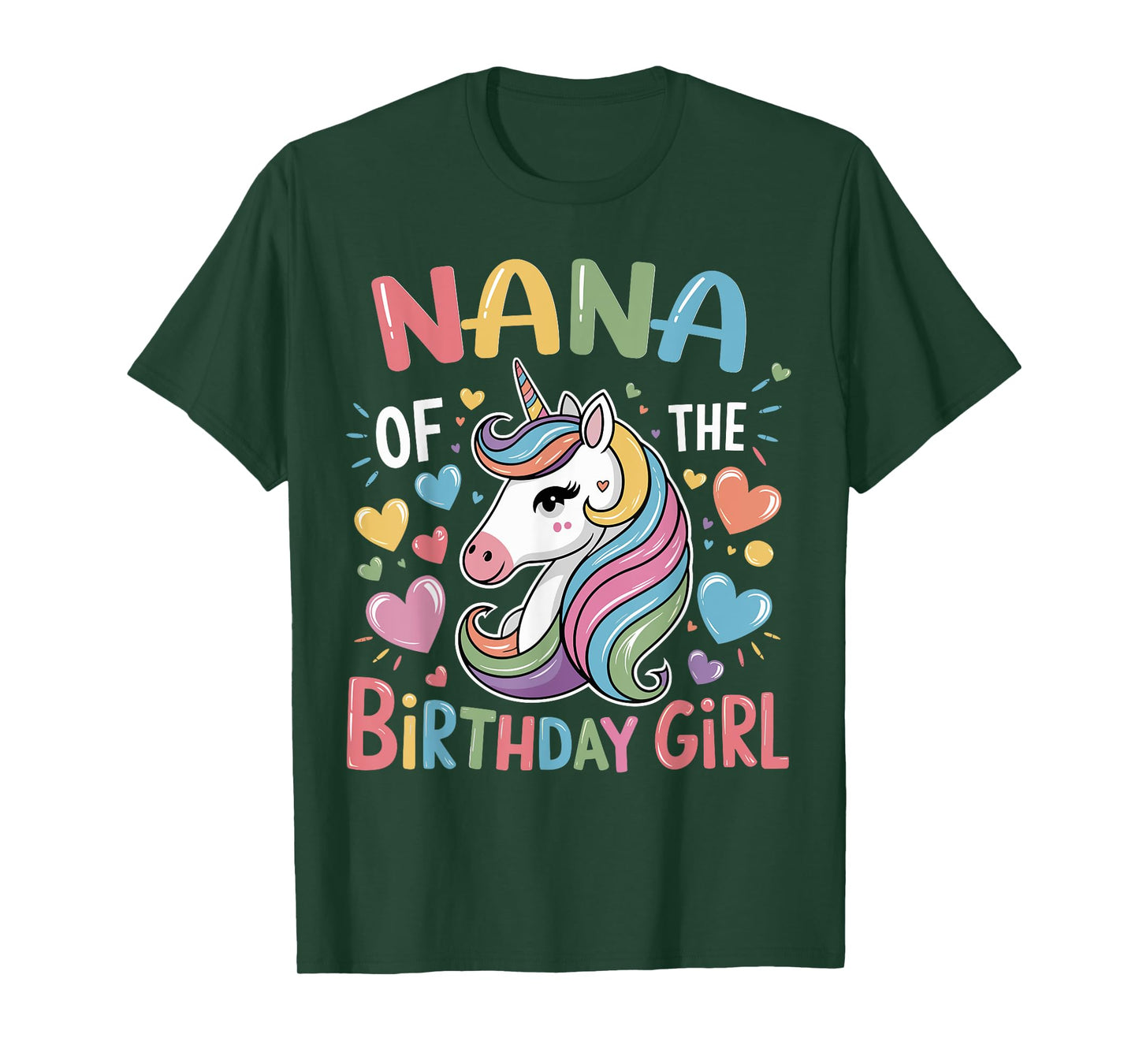 Nana of The Birthday Girl Matching Unicorn Bday Grandma T-Shirt