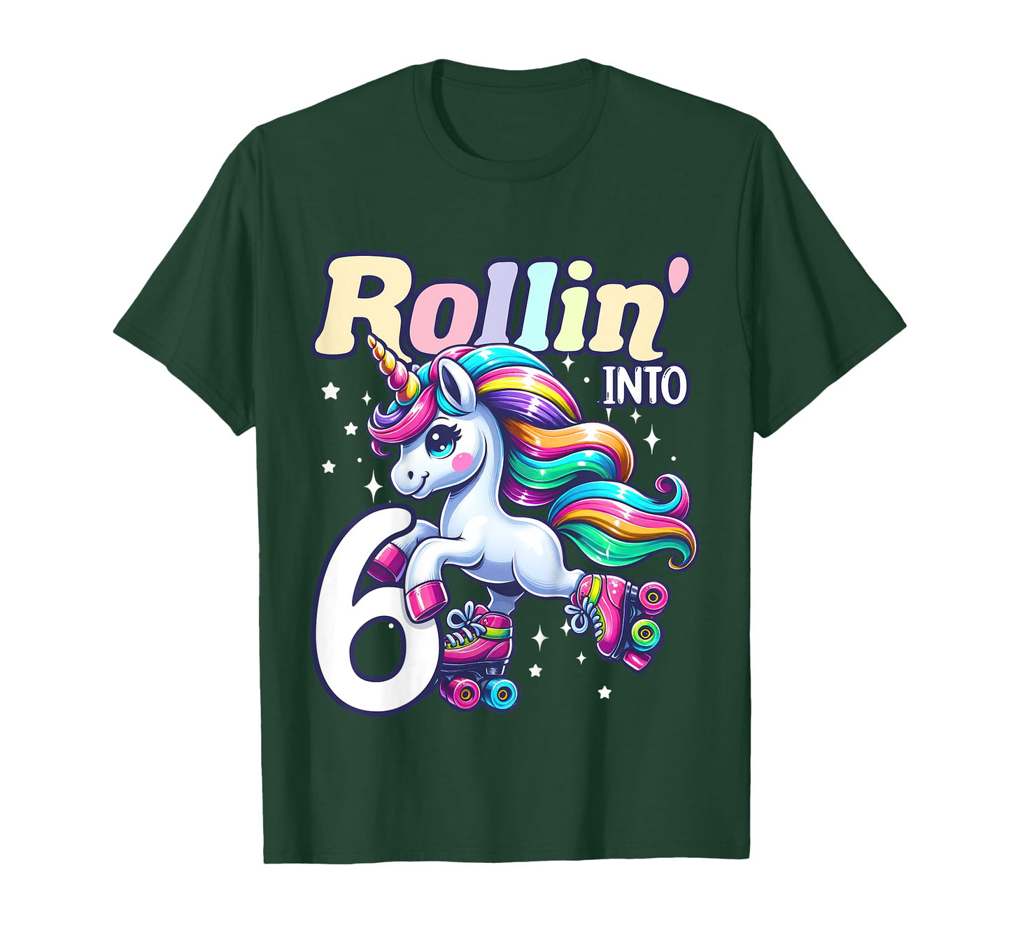 Kids Unicorn Roller Skate 6th Birthday 6 Year Old Party Girls T-Shirt