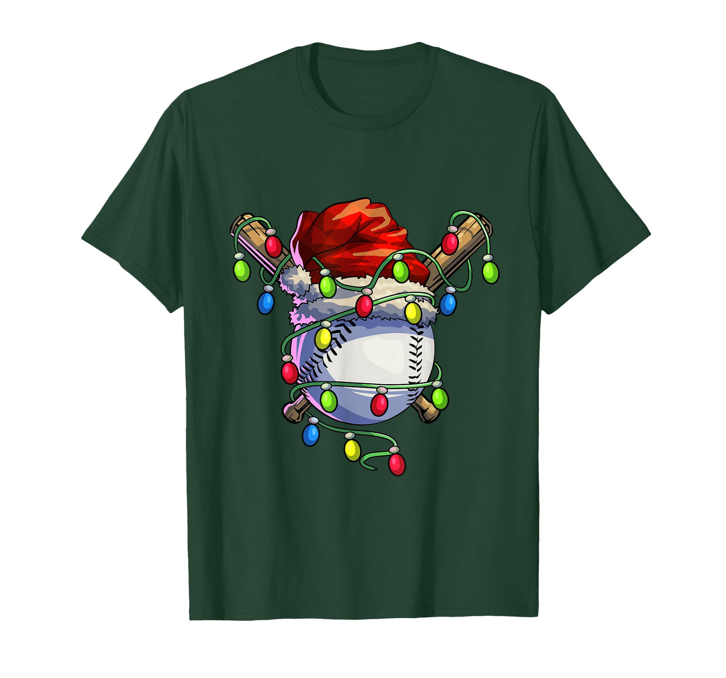 Christmas Baseball Xmas Christmas Lights Baseball Player T-Shirt