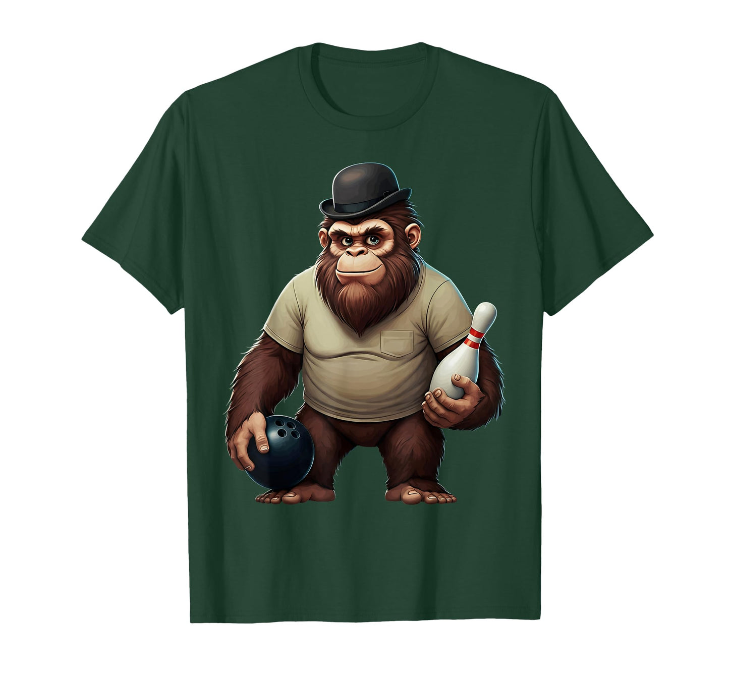 Vintage Cool Bowler Bigfoot Sasquatch Yeti Bowling Ball Pin T-Shirt