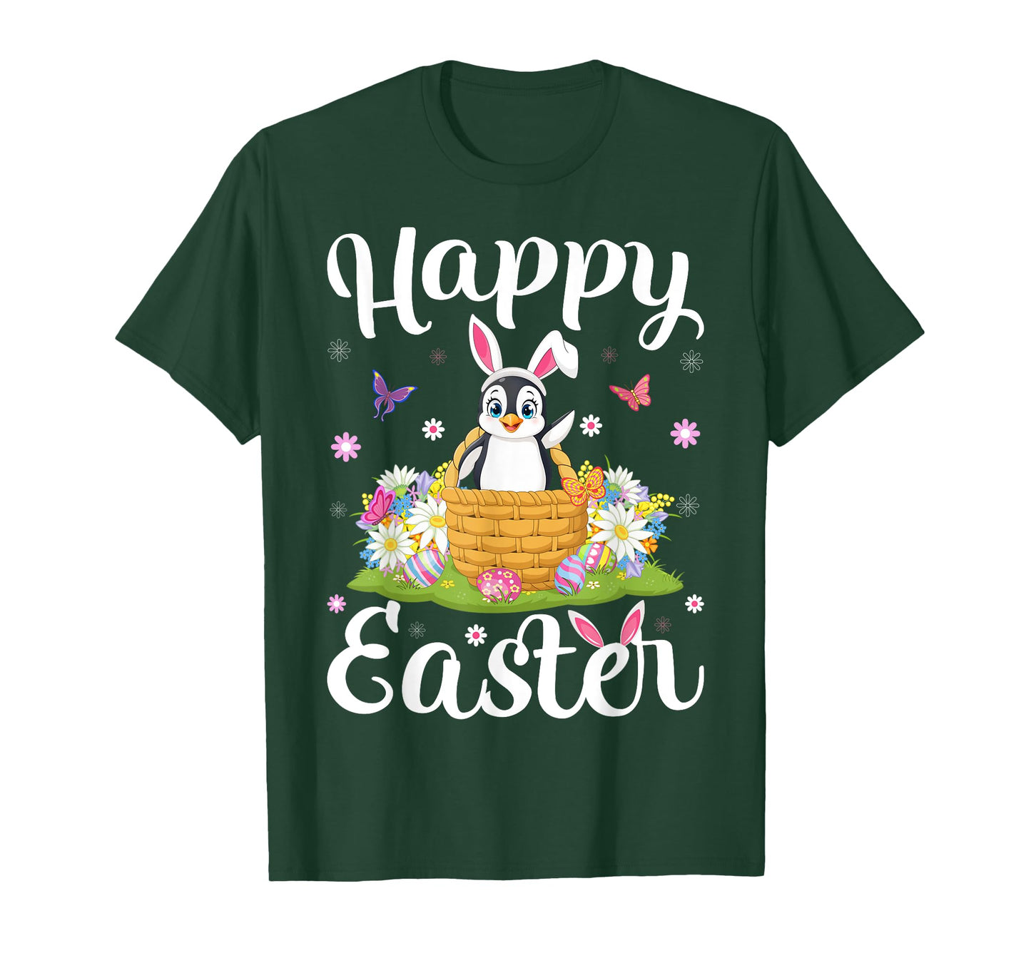 Penguin Happy Easter Egg Hunt Bunny Ear Penguin Easter T-Shirt