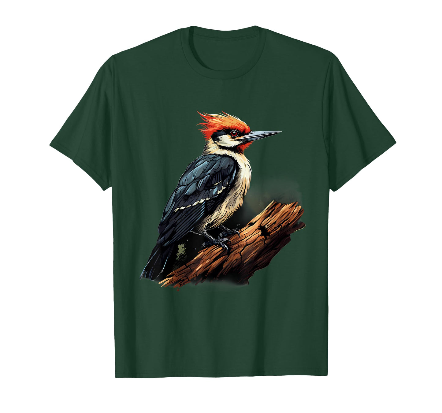 Woodpecker Artwork Nature Wildlife Animal Art Portrait T-Shirt