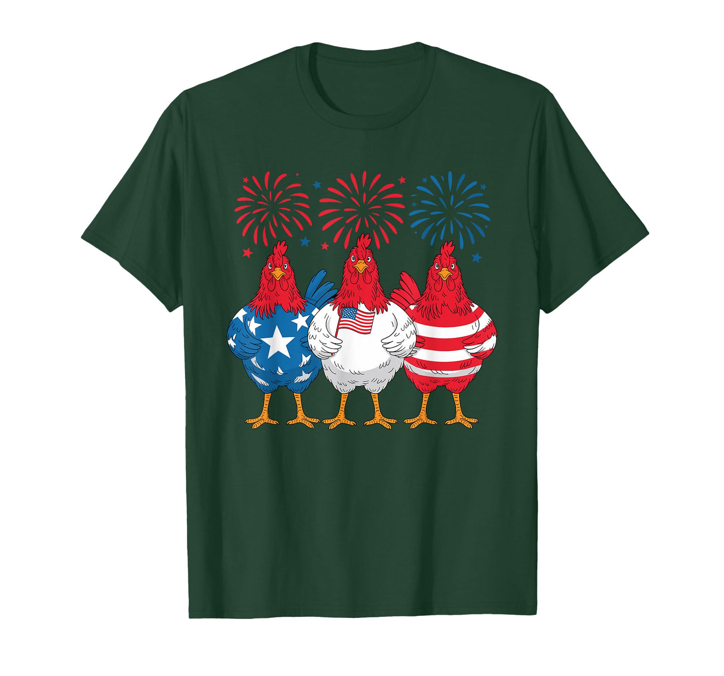 Patriotic Chicken Fireworks 4th of July USA Pride T-Shirt
