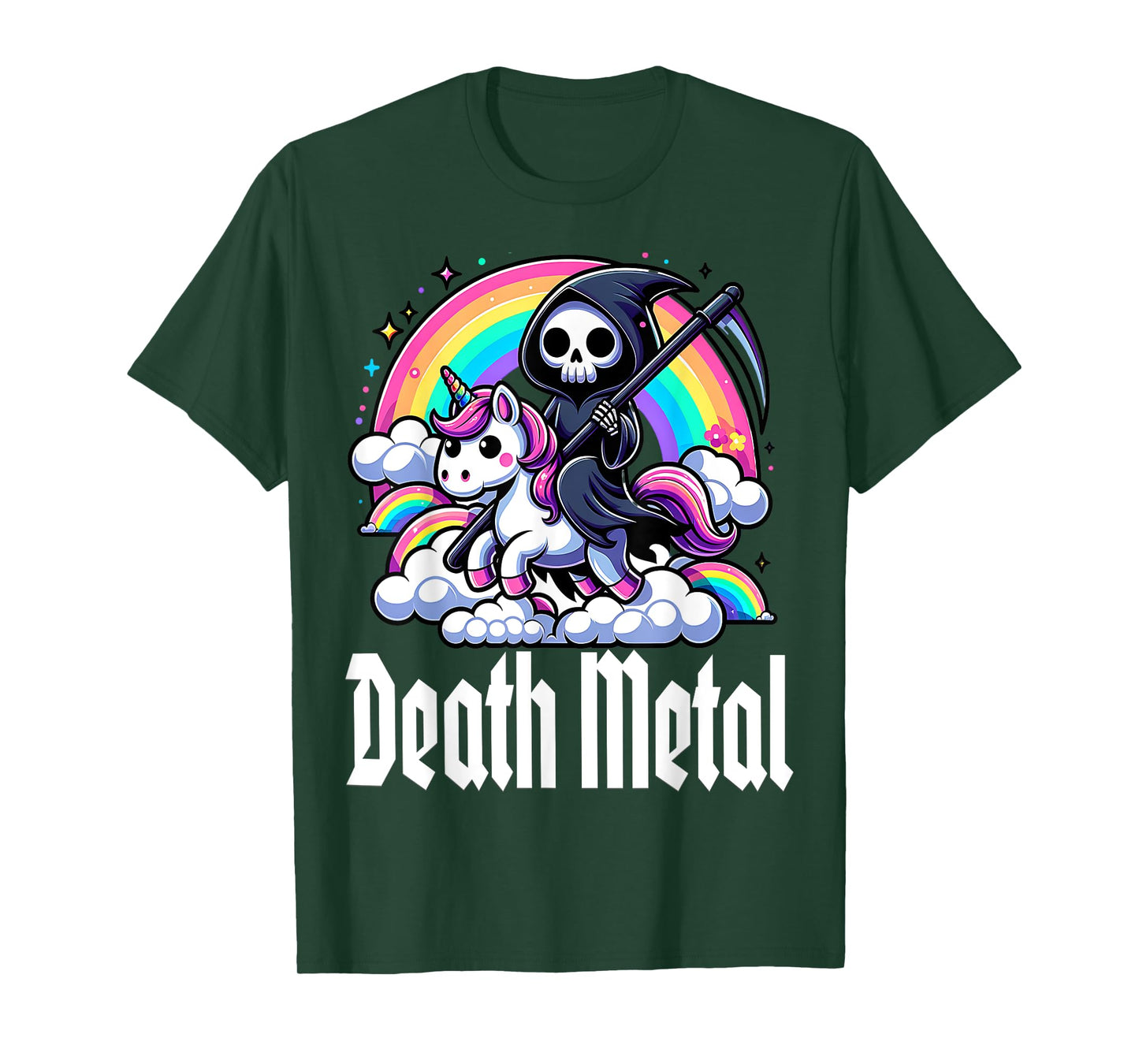 Death Metal Unicorn rainbow T-Shirt