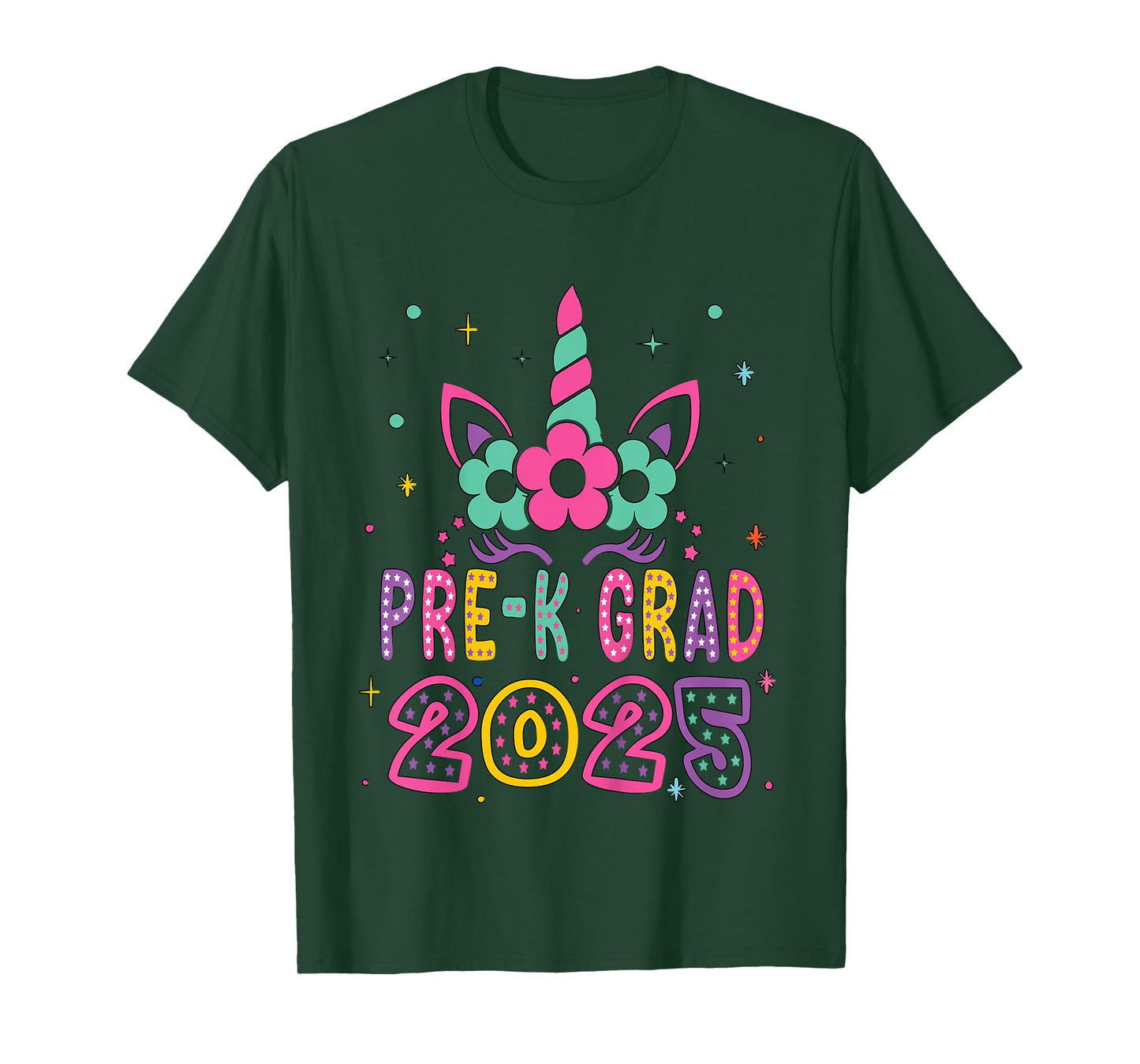 Kids Pre-K Grad Preschool Graduation 2025 Unicorn Toddler Girl T-Shirt