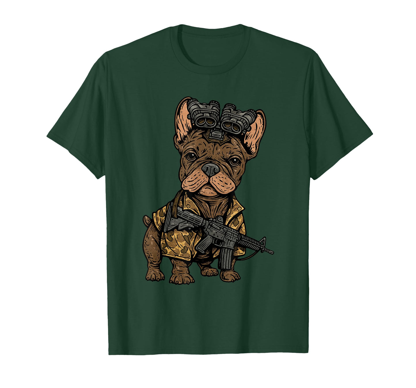 Tactical Frenchie Funny Dog Bulldog with NVG Meme T-Shirt