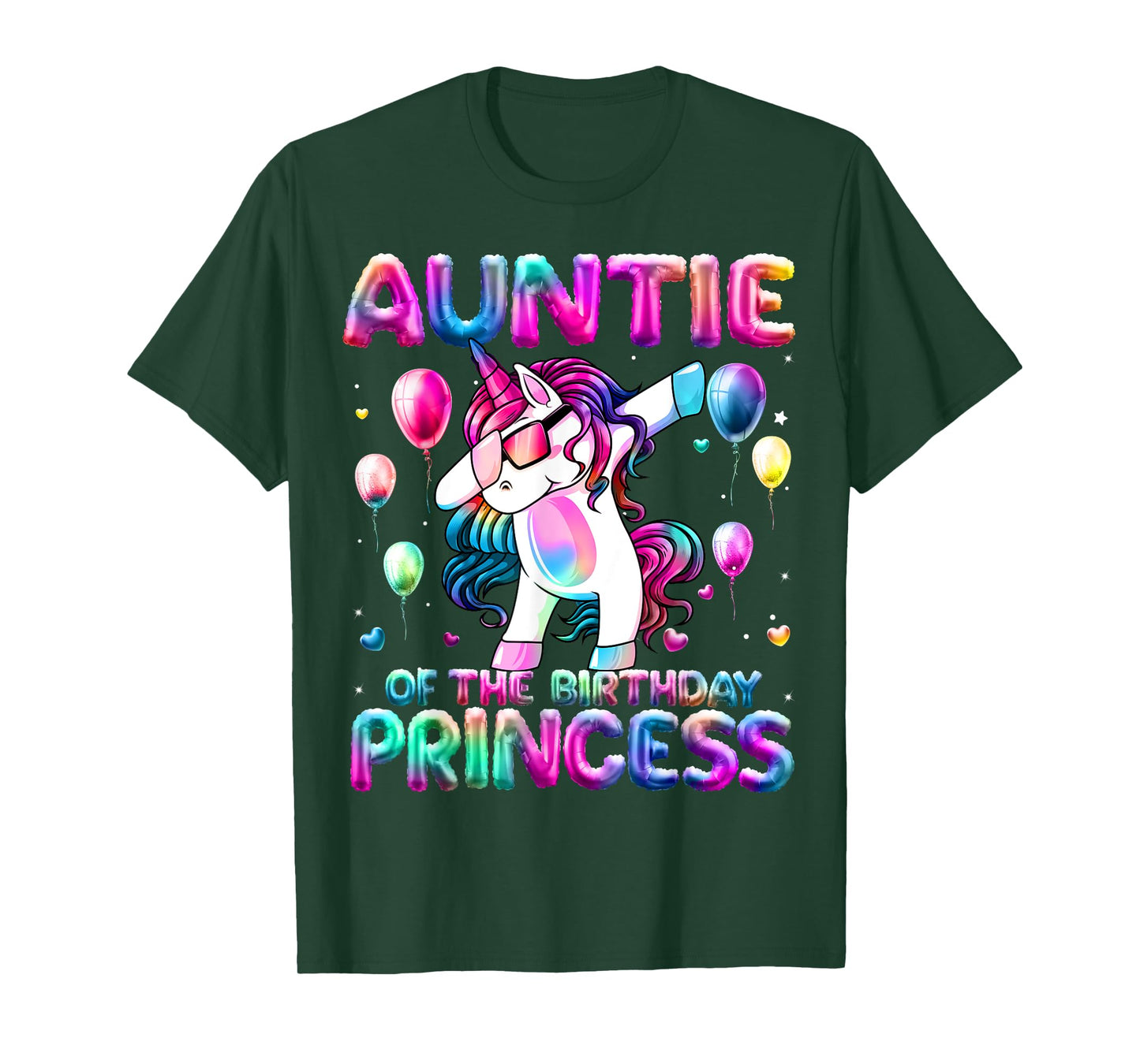 Auntie of the Birthday Princess Girl Flossing Unicorn Aunt T-Shirt