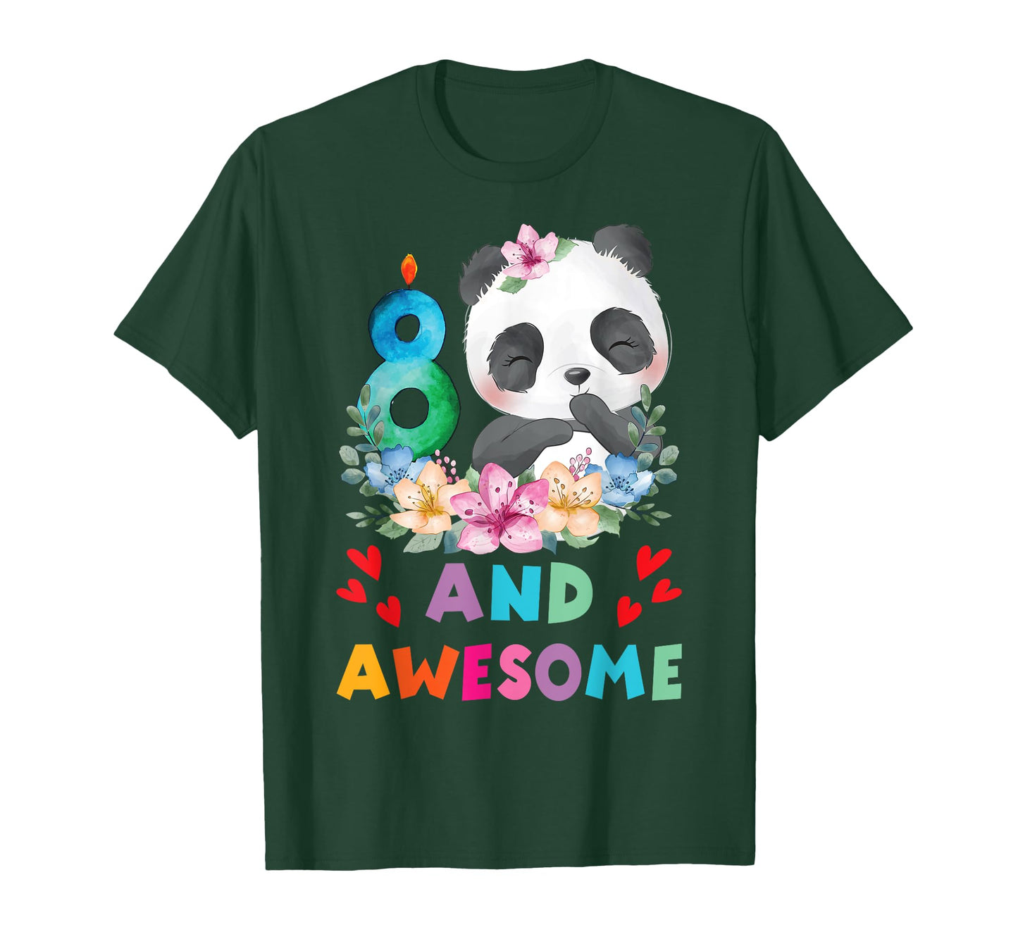 8 Years Old 8th Birthday Panda Unicorn Girl Party Gift T-Shirt