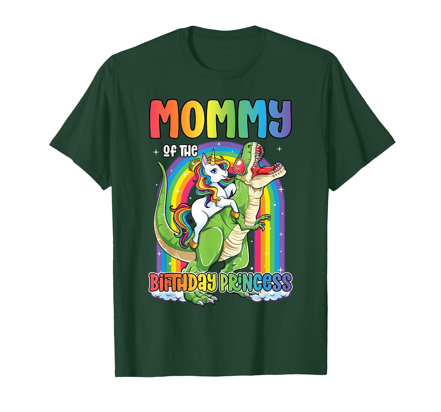 Mommy of the Birthday Princess Bday T Rex Mom Unicorn Girl T-Shirt