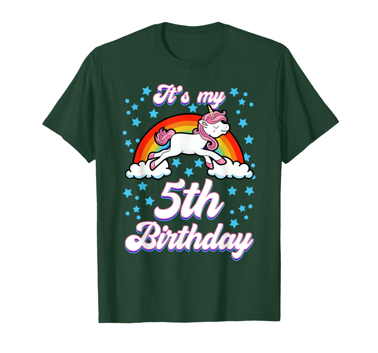 It's My 5th Birthday Unicorn Rainbow Bday Theme Party T-Shirt