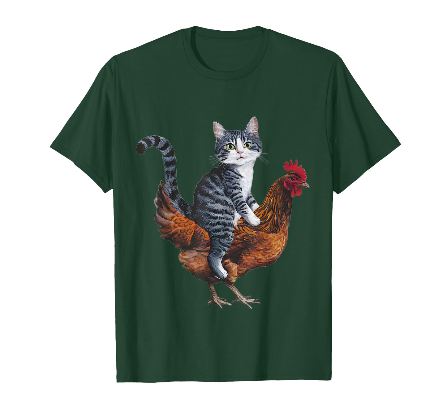 Funny Cat on a Chicken Lover T-Shirt for Men Women Kids