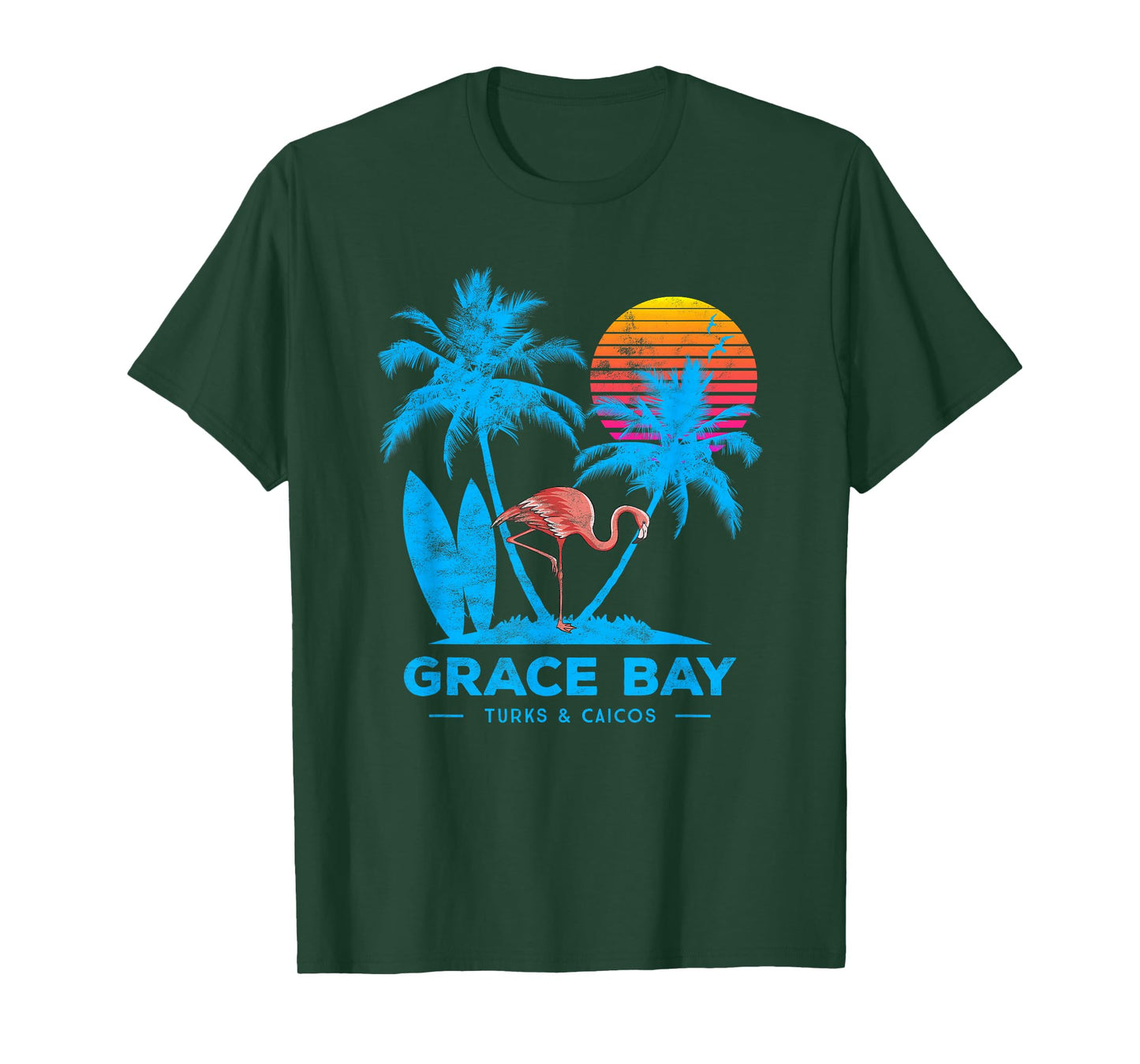 Grace bay, turks and caicos. Palm trees sunset T-Shirt
