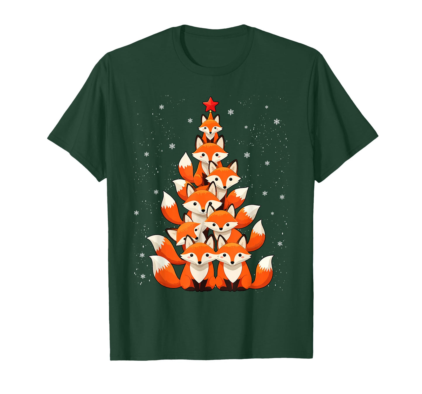 Fox Christmas Tree Fox Xmas Tree for Women and Boys T-Shirt