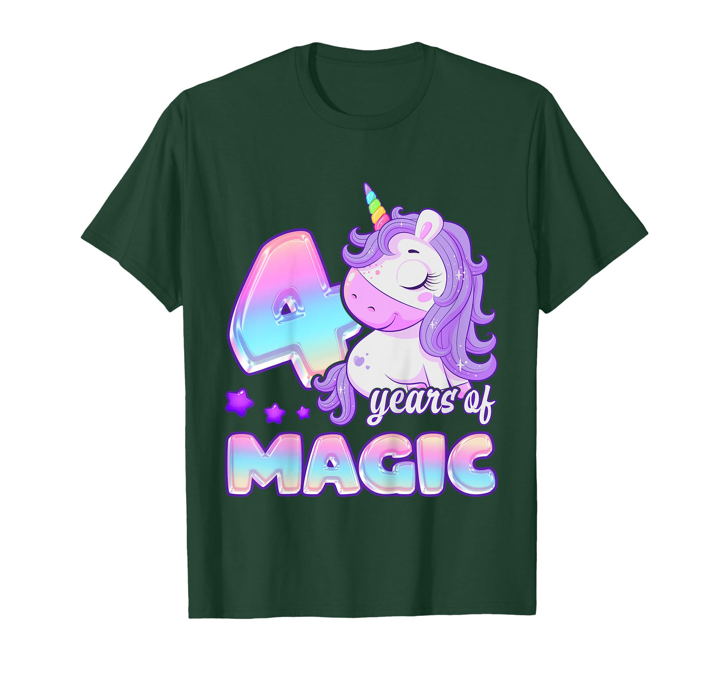 Birthday Girl 4 Year Old, Unicorn 4 Years of Magic Birthday T-Shirt