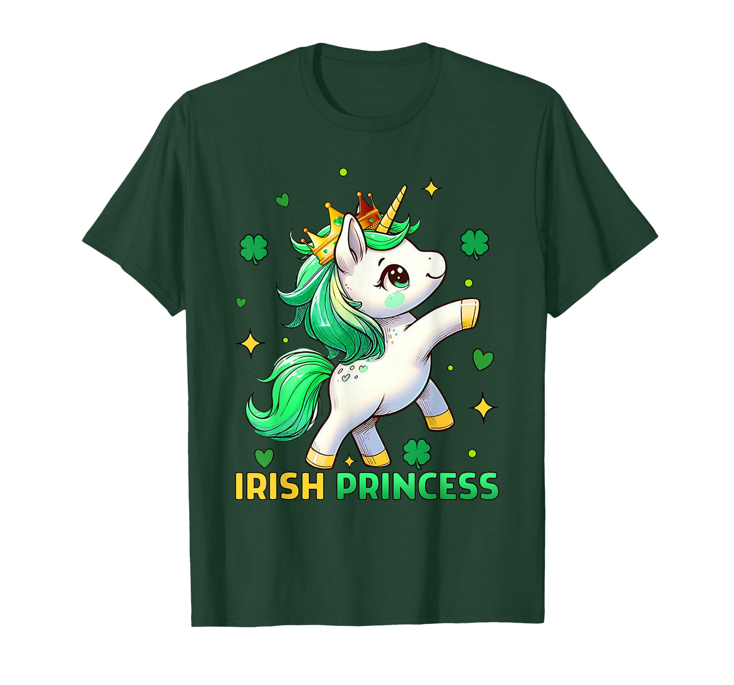 Cute Unicorn Irish Princess St Patricks Day Girls Kids T-Shirt
