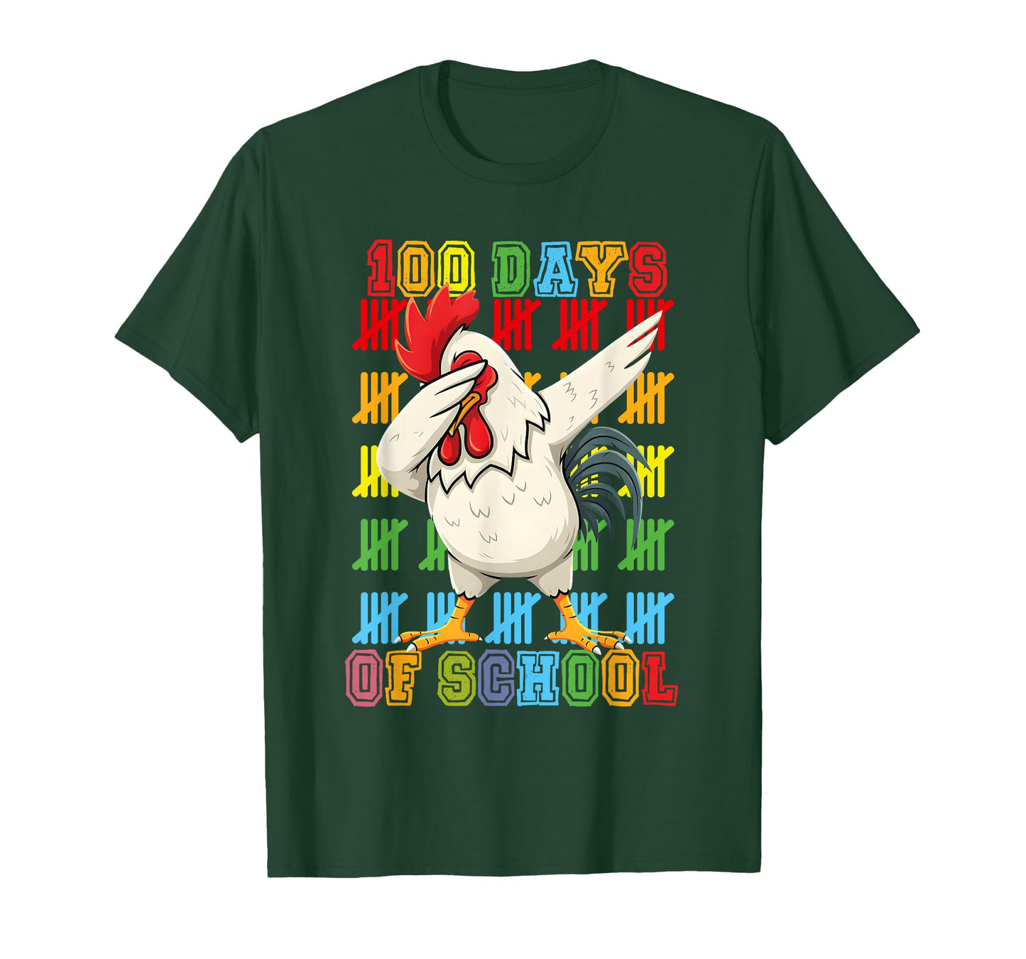 Dabbing 100 Days of school Chicken 100th Day Teacher Student T-Shirt