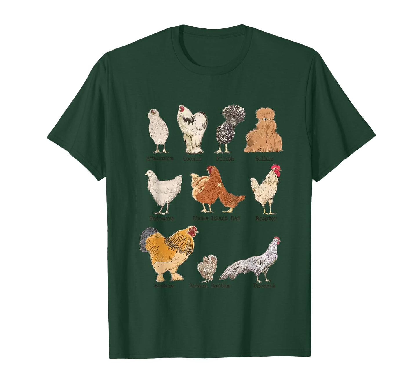 Vintage Chicken Breeds Farm Animals Day Support Local Farmer T-Shirt