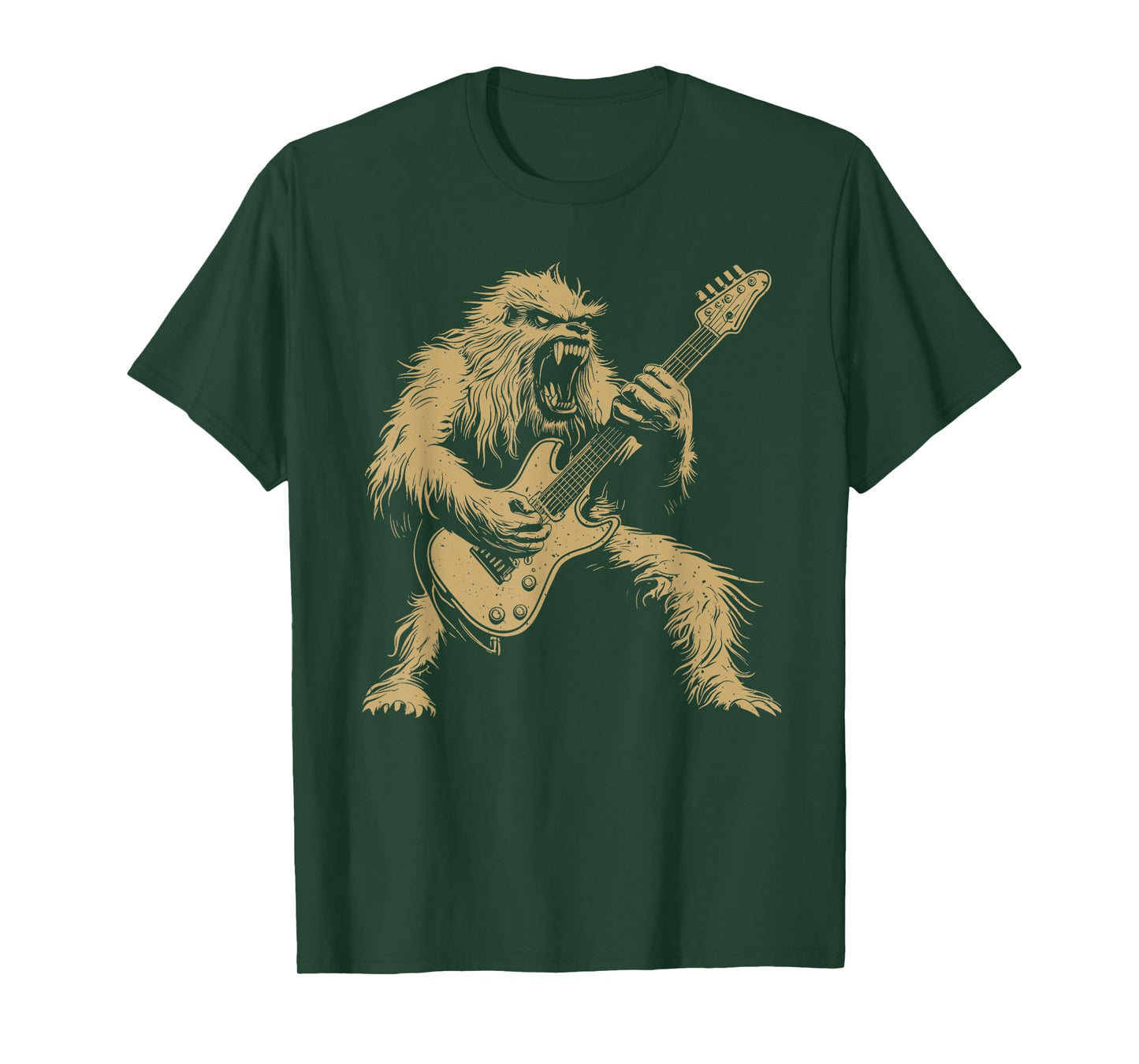Funny Bigfoot Playing Guitar Star Rock & Roll Men Women Kids T-Shirt