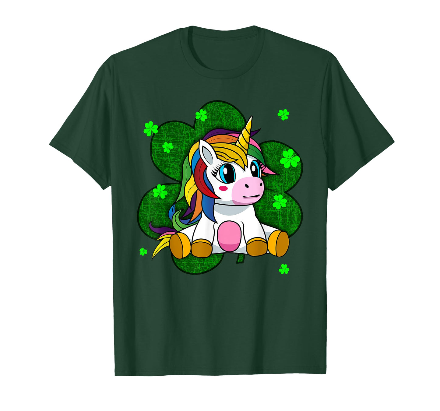 Cute Kids Unicorn Shirt Girls St Patricks Day Shamrock Tee T-Shirt