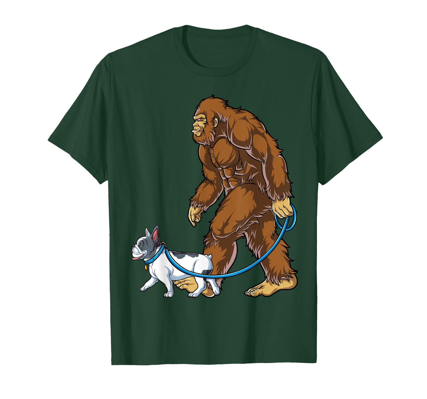 Bigfoot French Bulldog Dog Walk Funny Sasquatch Lovers Men T-Shirt