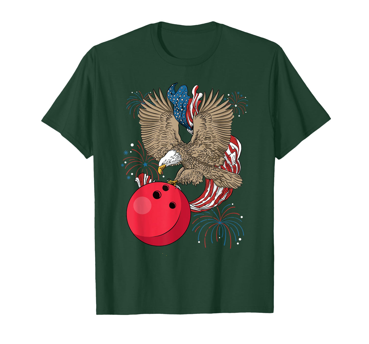 Bowling 4th Of July Eagle USA Flag America Bowling Player T-Shirt
