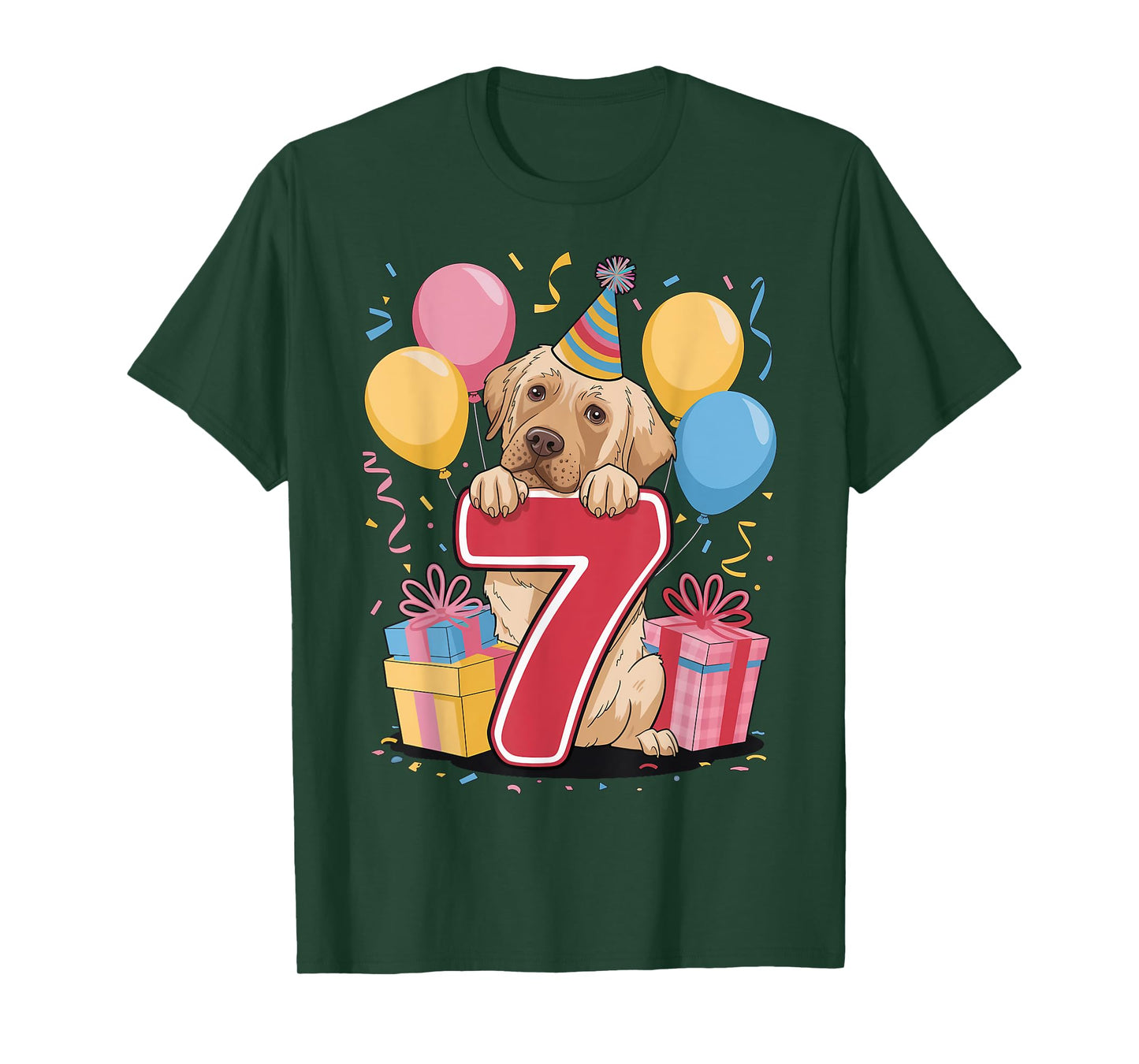 Lab 7th birthday boy girl 7 years seven Labrador Retriever T-Shirt